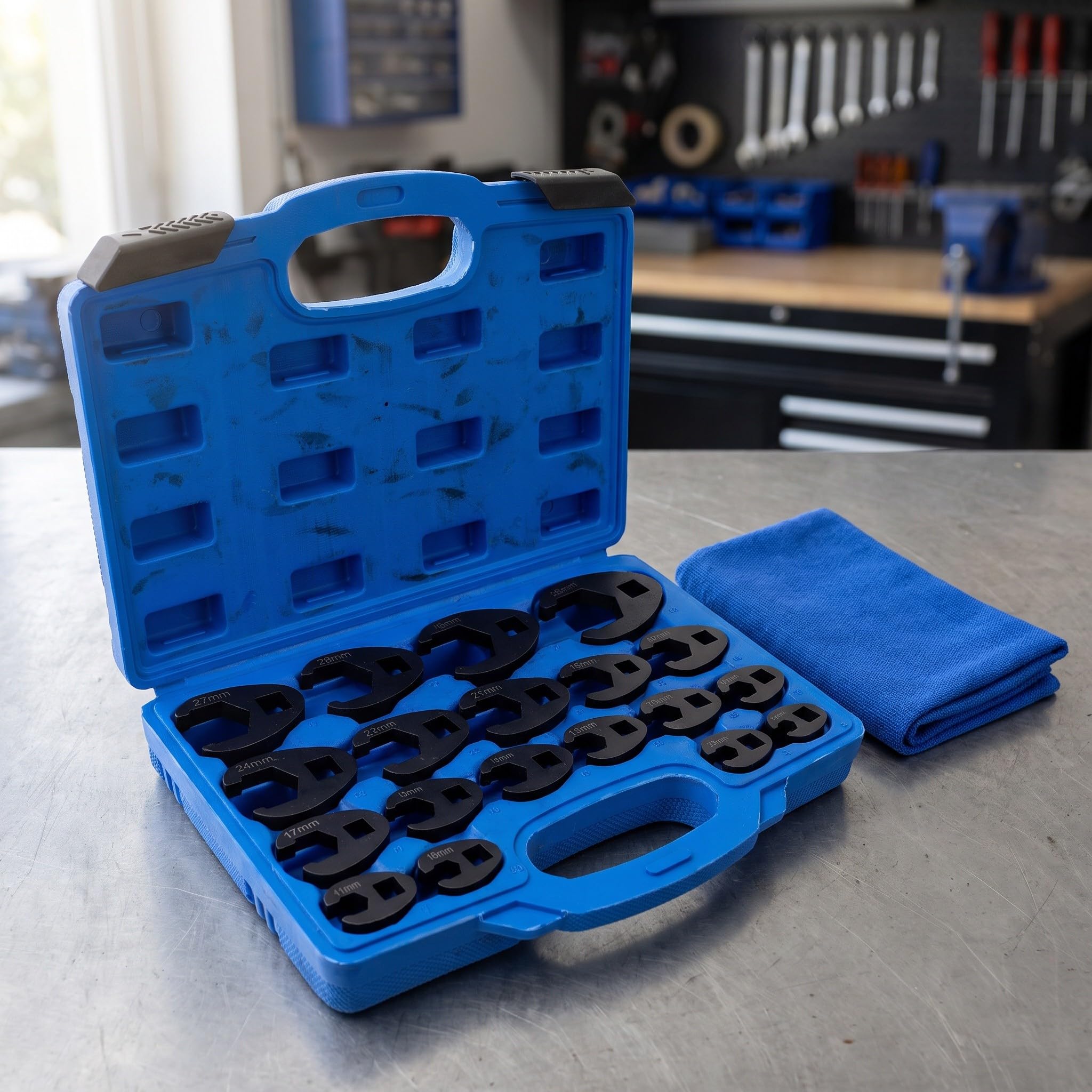 Toddmomy Jeu de 19 clés à œil métriques 3/8 et 1/2, kit à fourche pour
