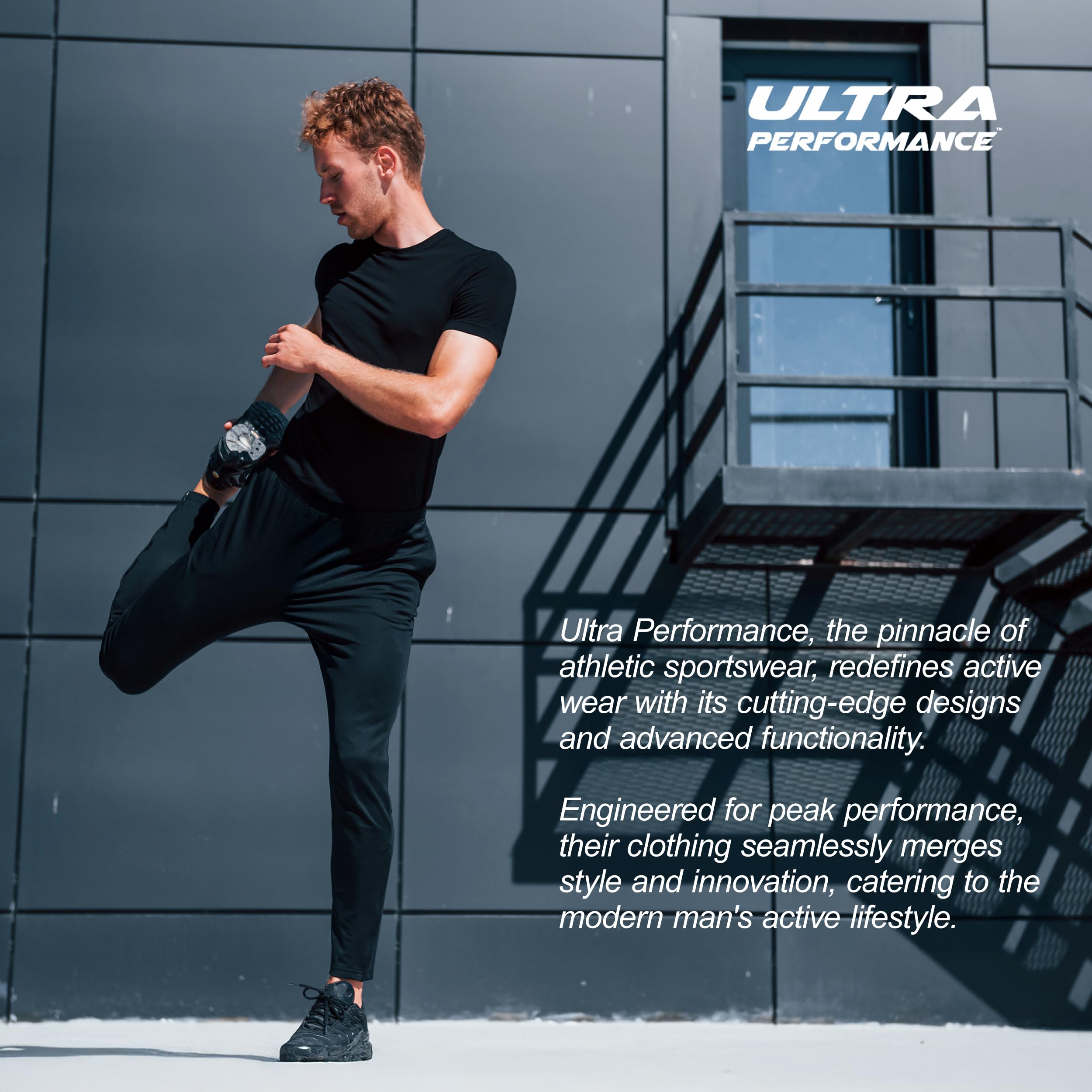 Ultra Performance Pantalones deportivos para hombre, pantalones deportivos de nailon elástico, pantalones deportivos de entrenamiento activo con bolsillos para hombre