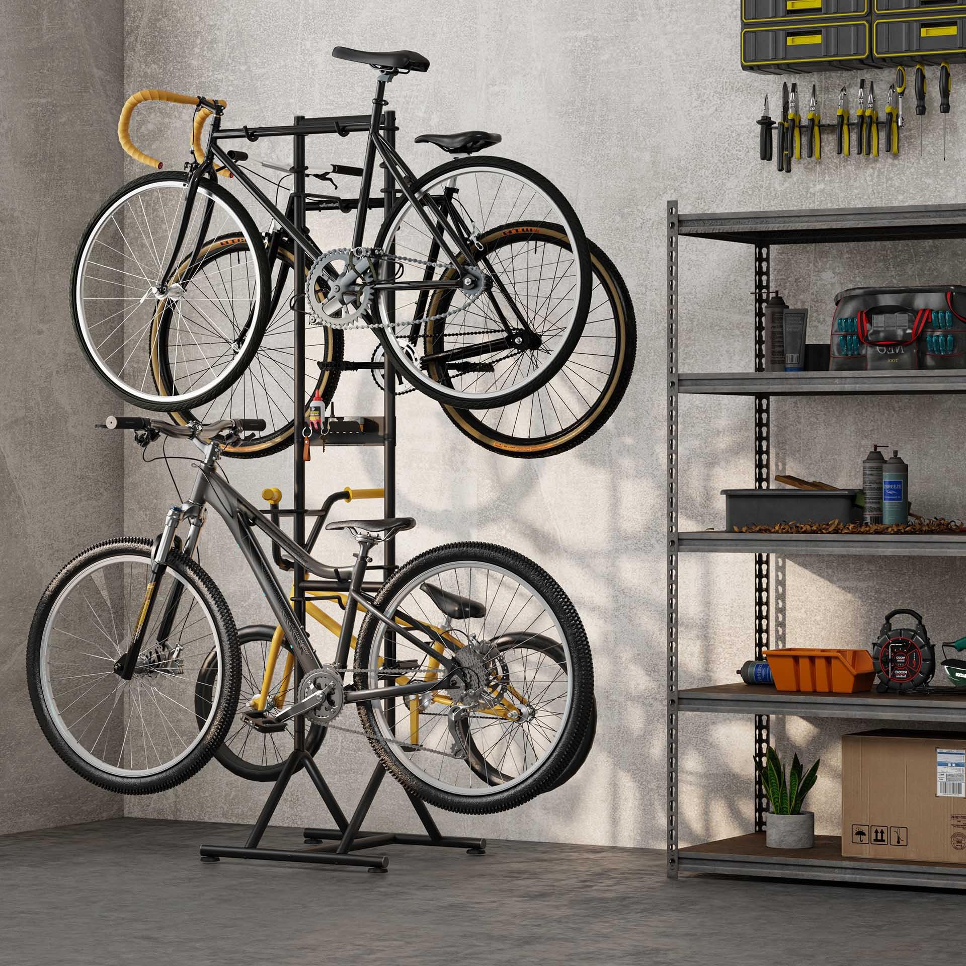 Mimoke Verticale fietsstandaard - Vrijstaande, rechtopstaande vloerstandaard voor het opbergen van fietsen in binnenruimtes - garages en woningen (twee stuks Mimoke Verticale fietsstandaard - Vrijstaande, rechtopstaande vloerstandaard voor het opbergen van fietsen in binnenruimtes - garages en woningen (twee stuks