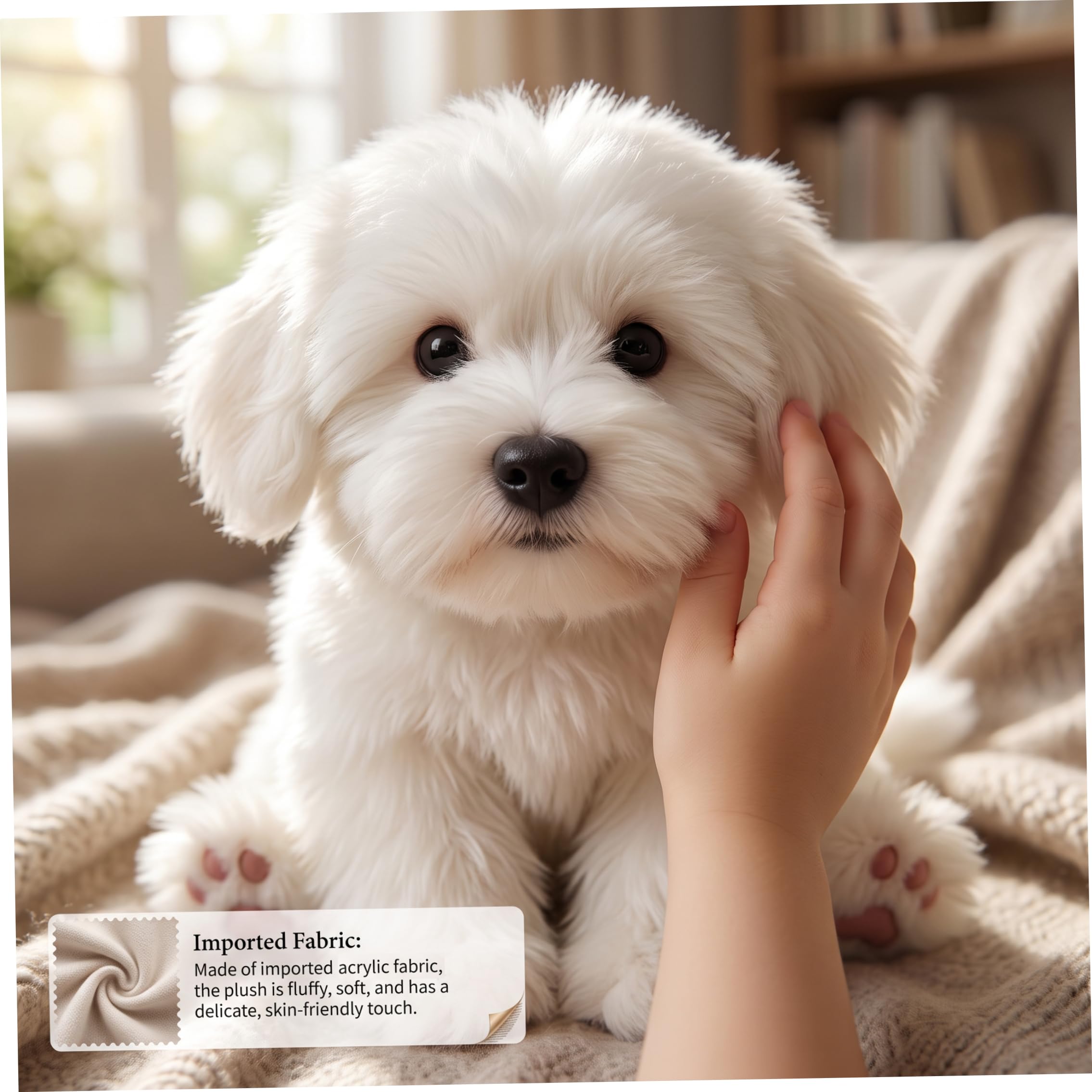 Peluche per cani, cane di peluche realistico, animale di soffice cucciolo bianco