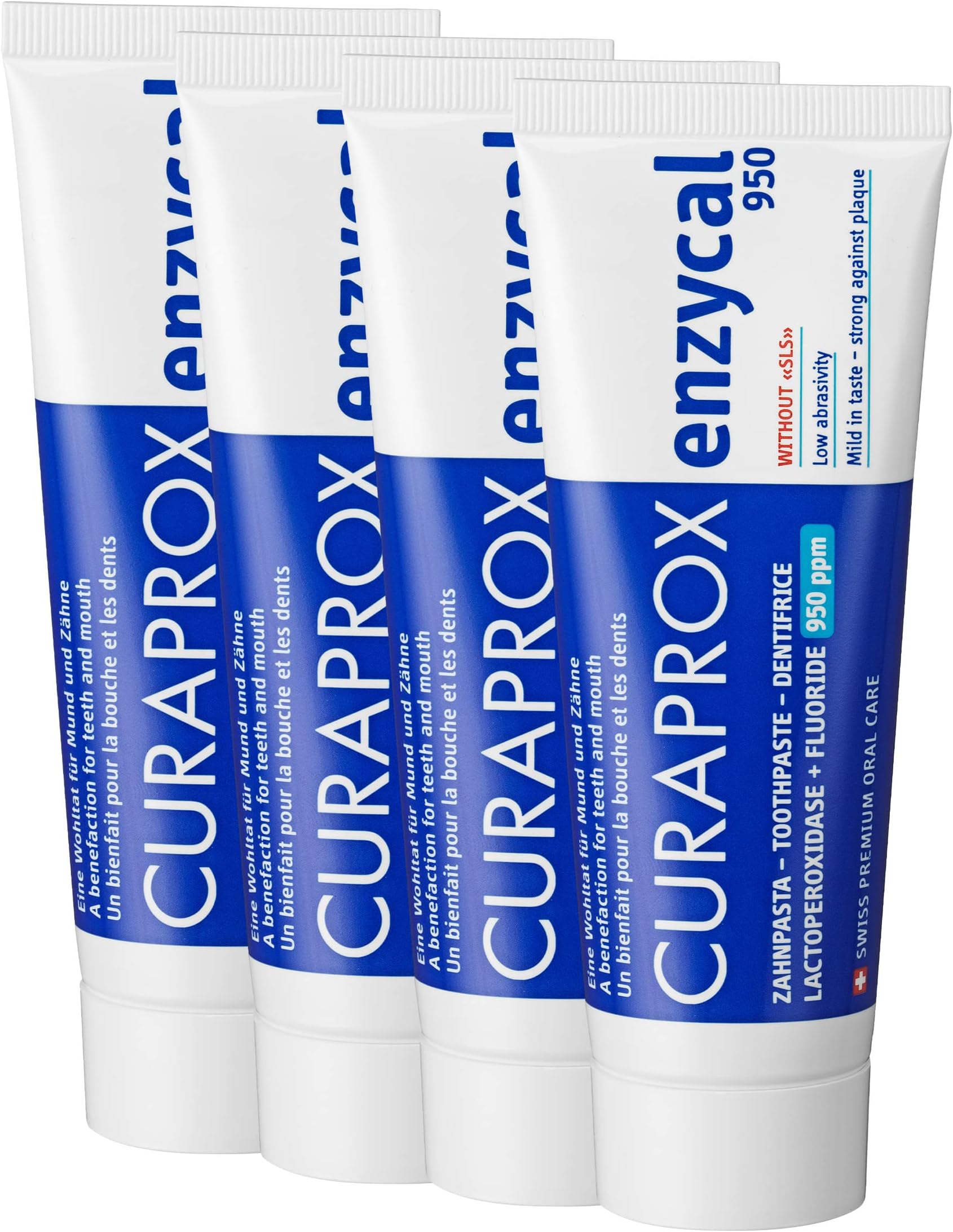 4X Curaprox enzycal Toothpaste 950ppm Fluoride 75ml Tube (4X 75ml)