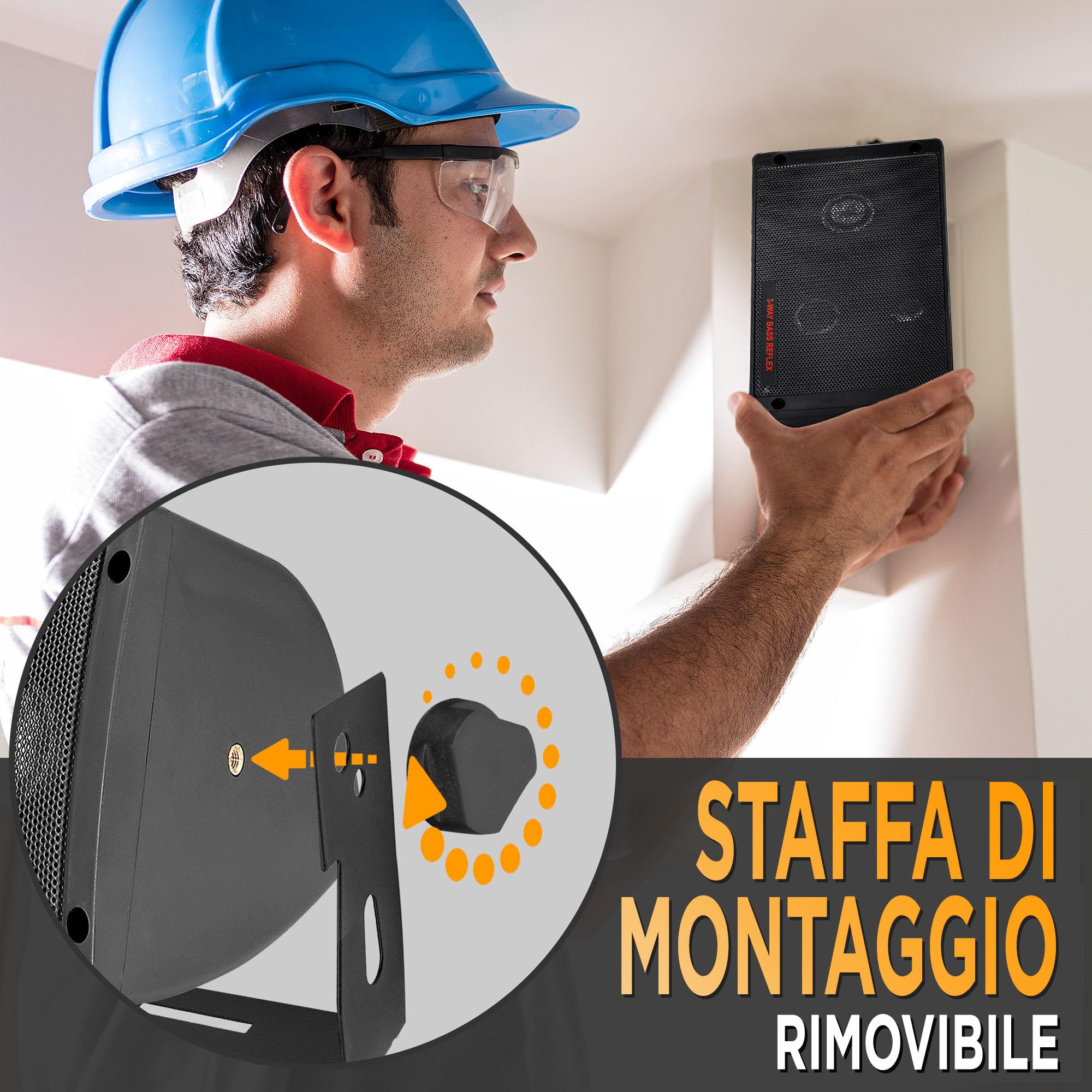 Pyramid Casse Audio Speaker 300 Watt Sistema Altoparlanti 3 Vie Montabile Diffusori Esterni Interni