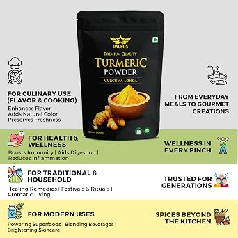 DAUSON Turmeric Powder, Pure Ground Turmeric Spice, Fine Powder for Cooking, Curries, Rice, Soups & Smoothies, Natural, No Artificial Additives - 3.53 Oz