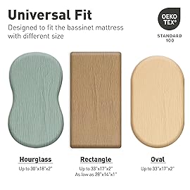 Muslin Bassinet Fitted Sheets, 2 Pack for Baby Boy and Girl, Soft Breathable Stretchy Baby Pad/Mattress Sheet Set, Universal Fit for Hourglass Oval and Rectangle Bassinet Mattress (Cute Rainbow)