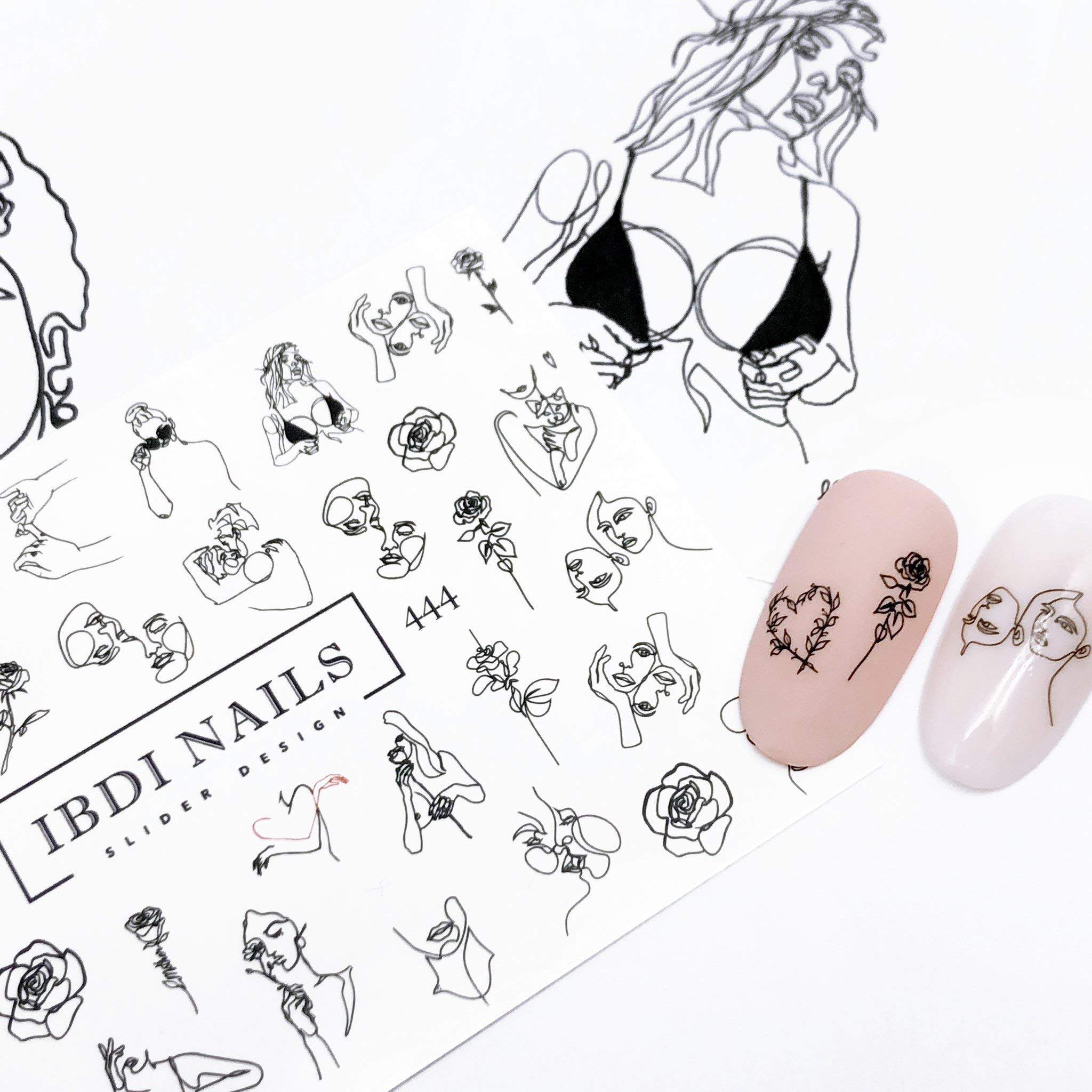 IBDI Lingerie and flowers nail Decals/Sliders for manicure or pedicure, Decal for nails, Slider for manicures and pedicures, Nail art