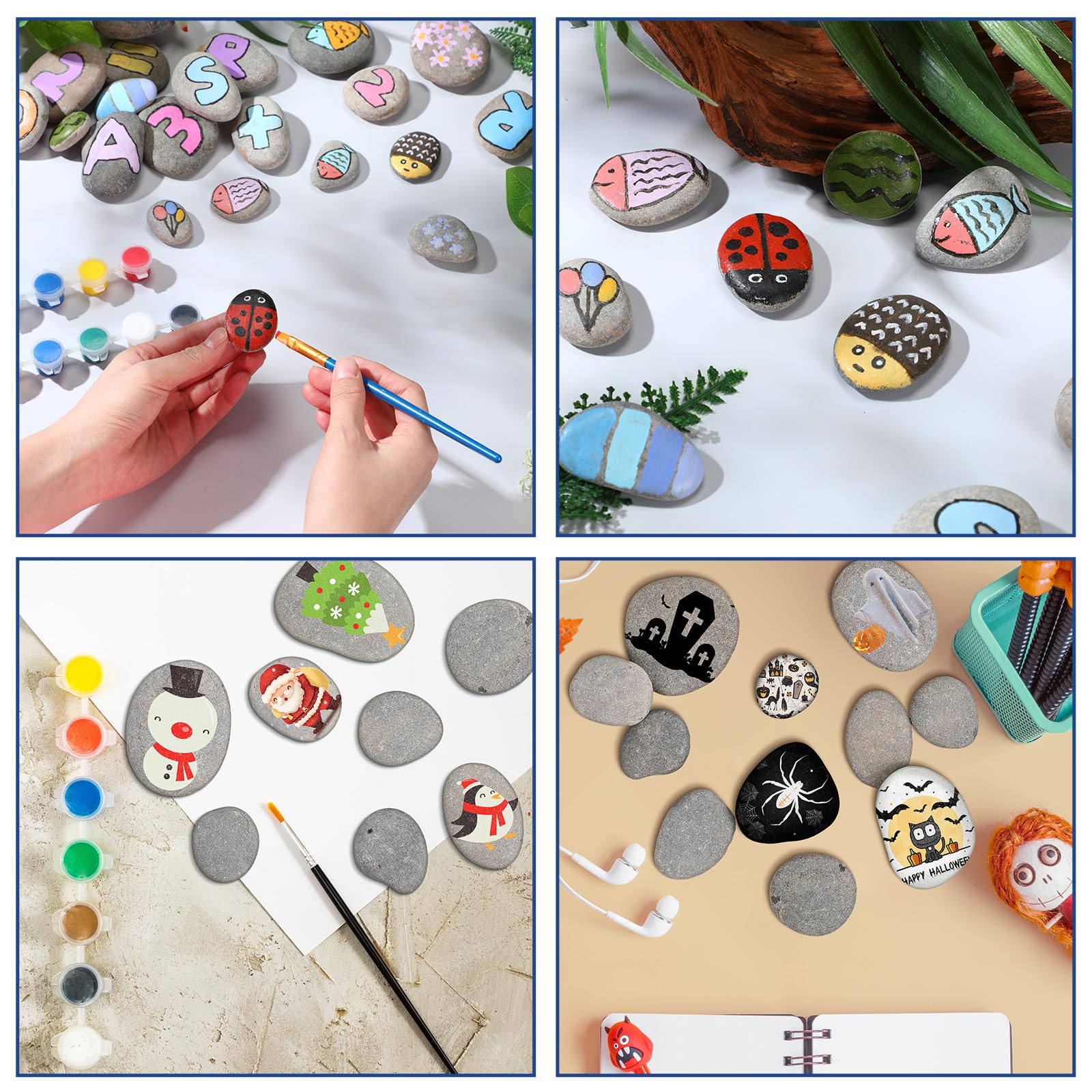 Amazon.co.jp: Nuanchu 48個 川の岩 絵画用 1.2~3.15インチ 滑らかな