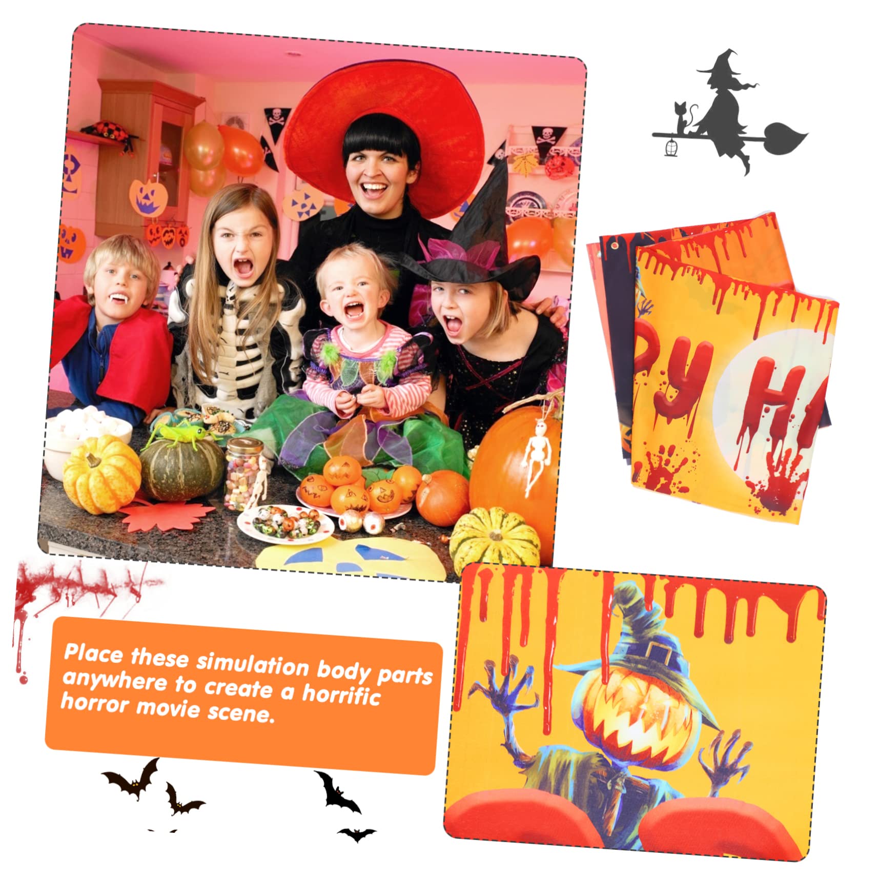 Alasum 4 szt. Halloween baner Happy Halloween girlanda Halloween chorągiewki Halloween na zewnątrz znak flaga baner Halloween ganek znak Halloween wisząca dekoracja znaki na drzwi wejściowe kolorowe