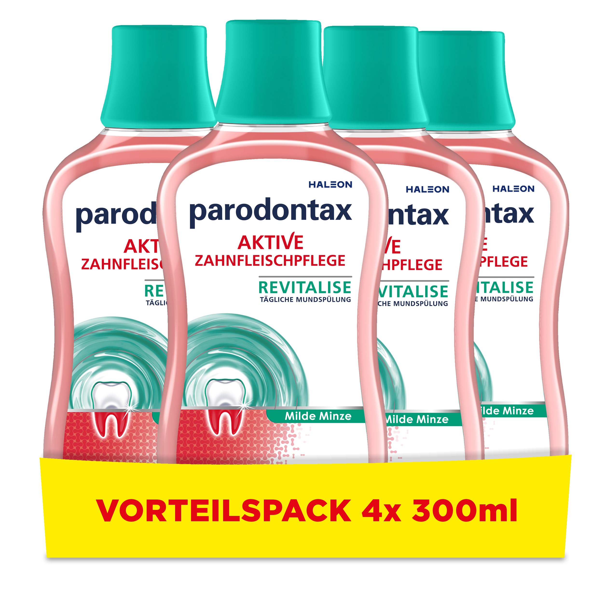 ParodontaxMouthwash Fresh Mint for Daily Gum Care, 4 x 300 ml