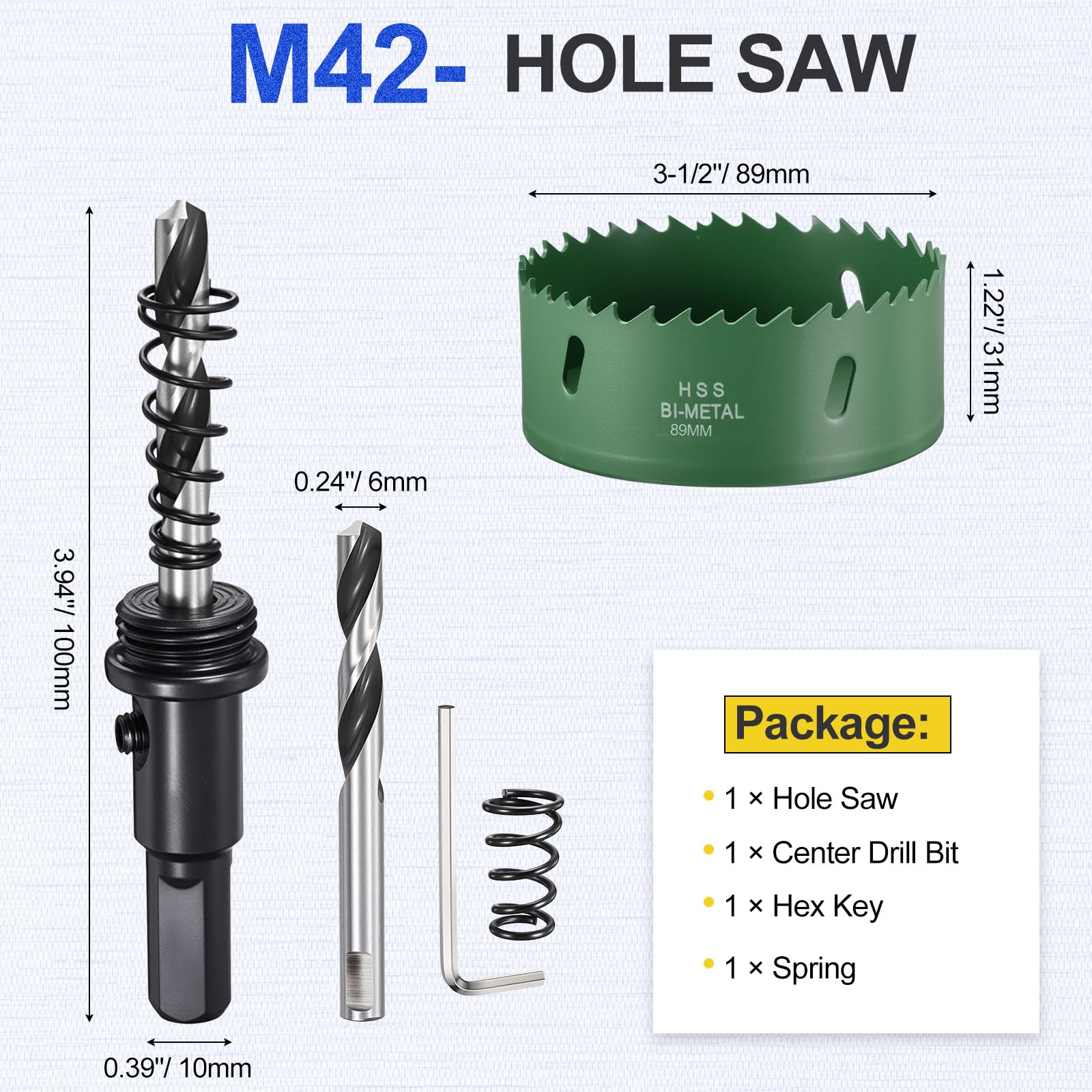 DTGN 3-1/2" Bi-Metal Hole Saw M42 HSS - 89mm Hole Cutter - Good for Thick Stainless Steel/Alloy/Aluminium/Brass/Copper - Green - Image 2