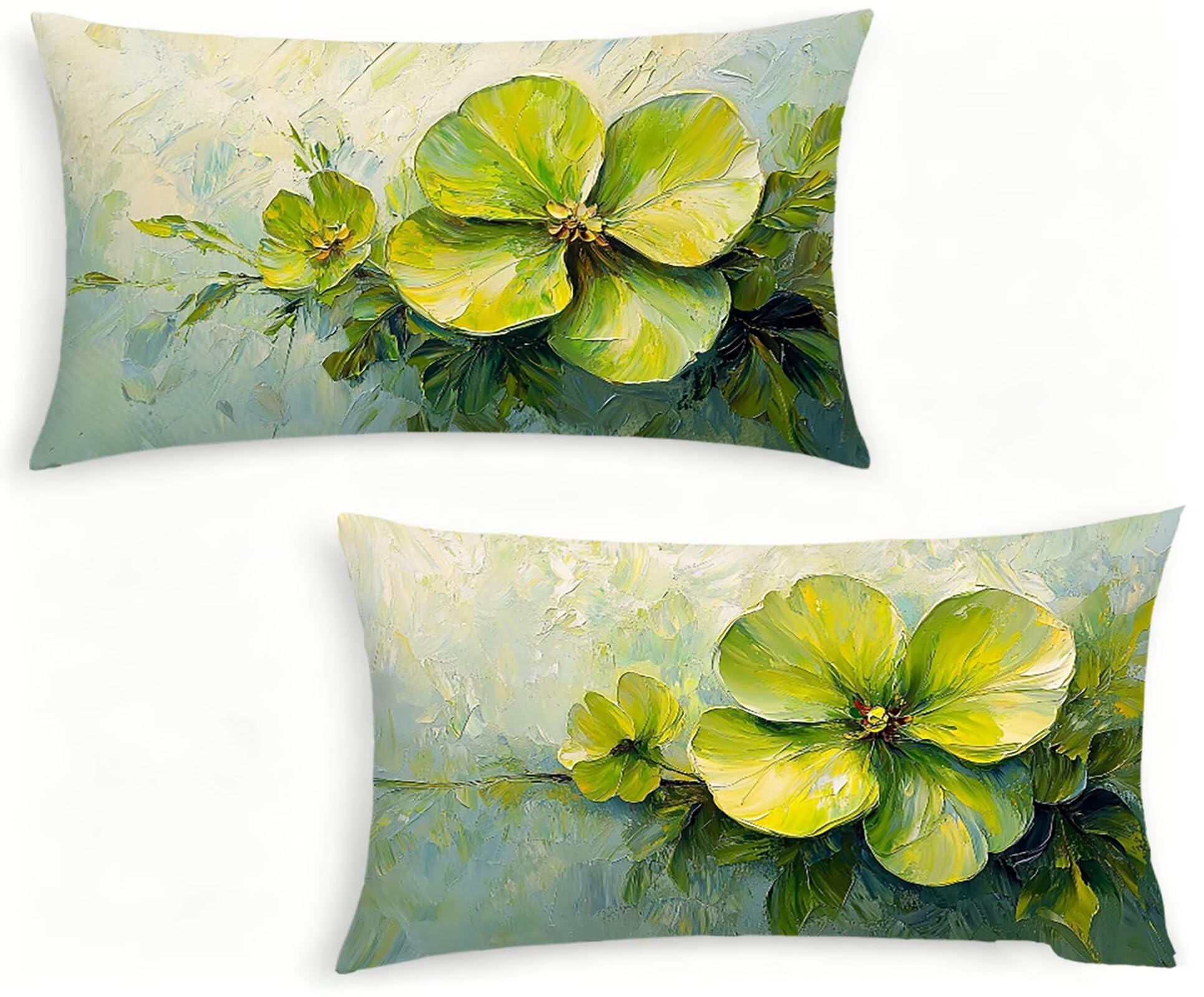GrüN Kissenbezug 70x90 VierbläTtriges Kleeblatt Kopfkissenbezug 2er Set ,Wohnaccessoires & Deko ,Weich und Atmungsaktiv Samt Stoff mit Verstecktem Reißverschluss für Bett Sofa Kissen Dekokissen-86253