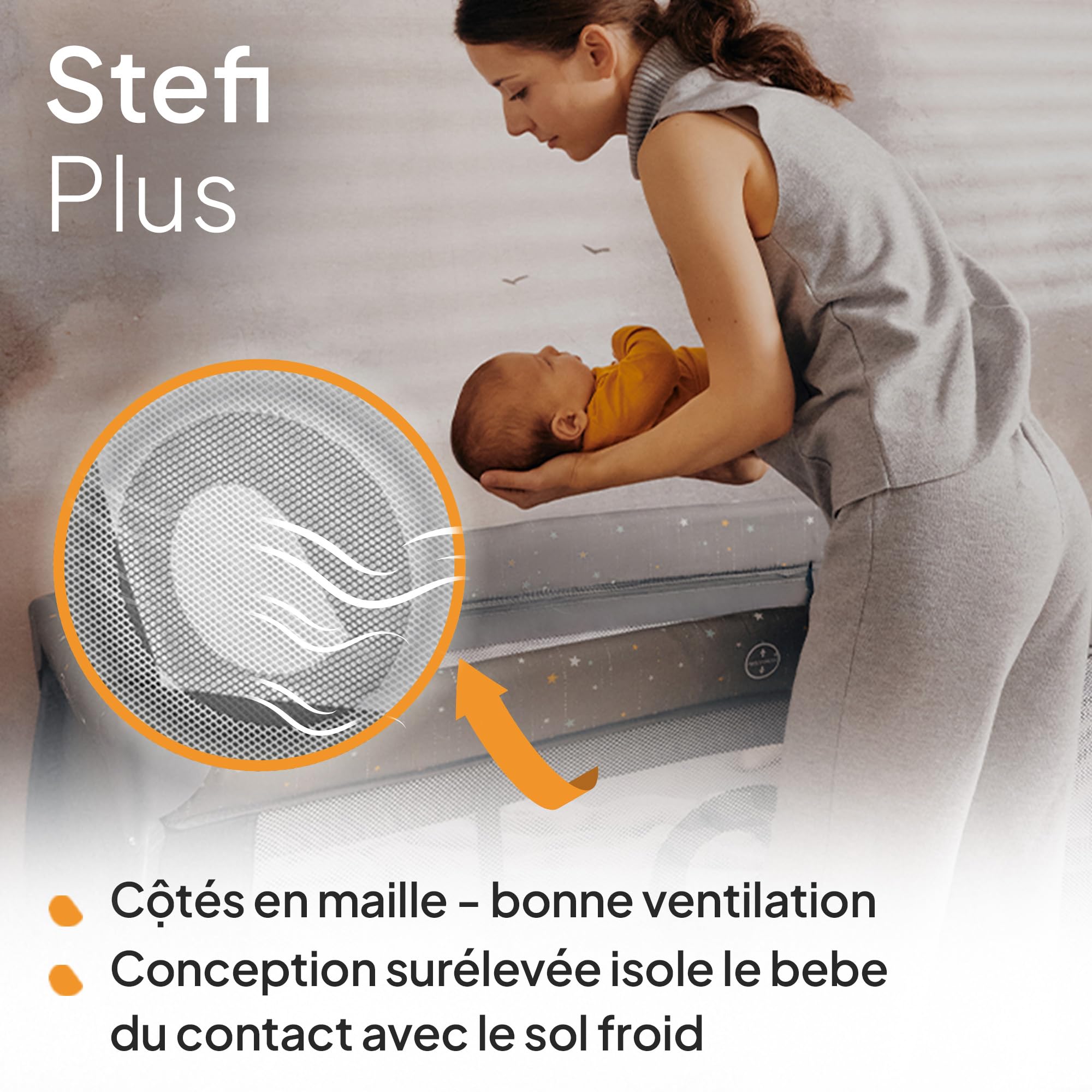 LIONELO Stefi lit bebe bebe LockGuard 15 kg entrée latérale pliage rapide sac de transport Beige