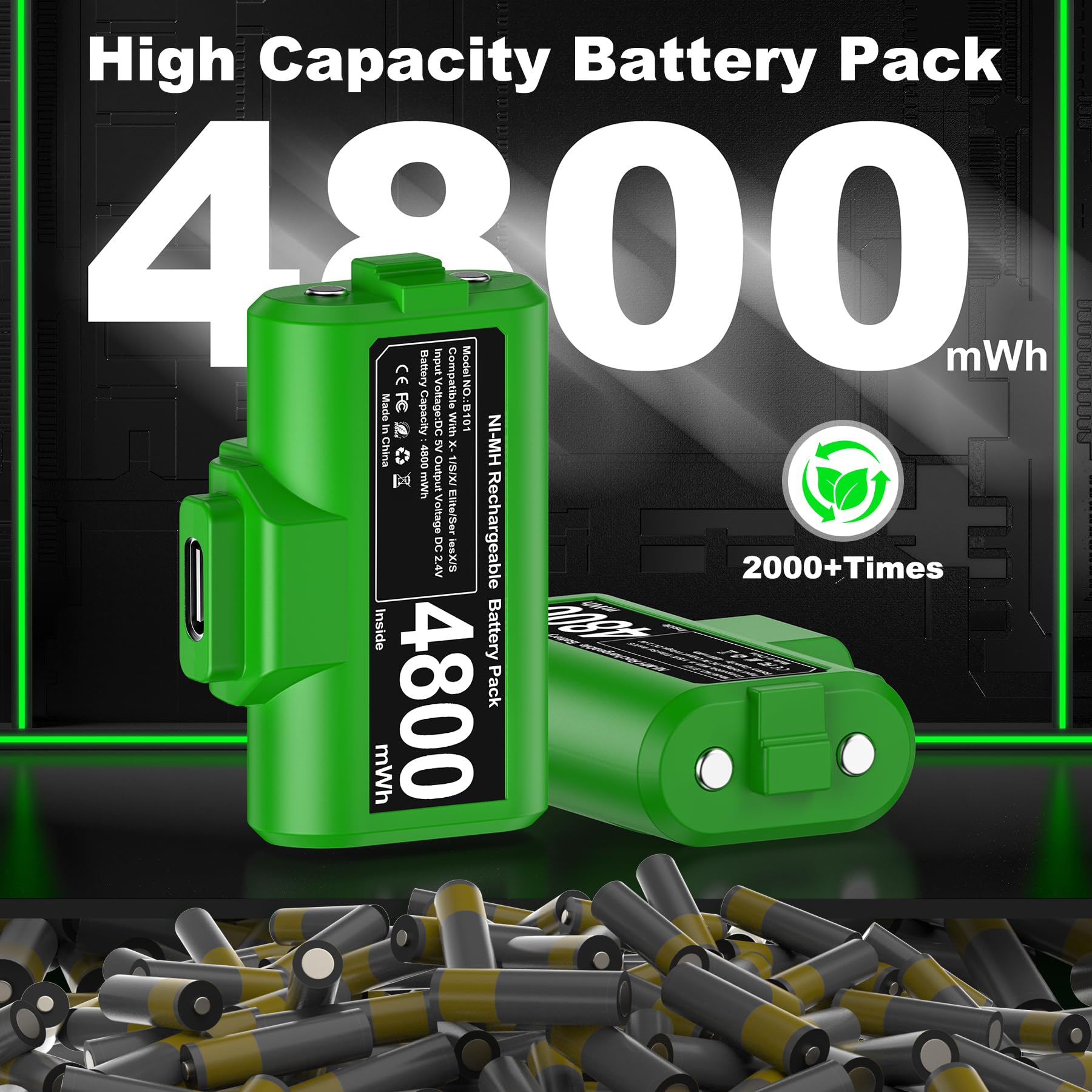 2x4800 mWh Batteria per Controller Xbox