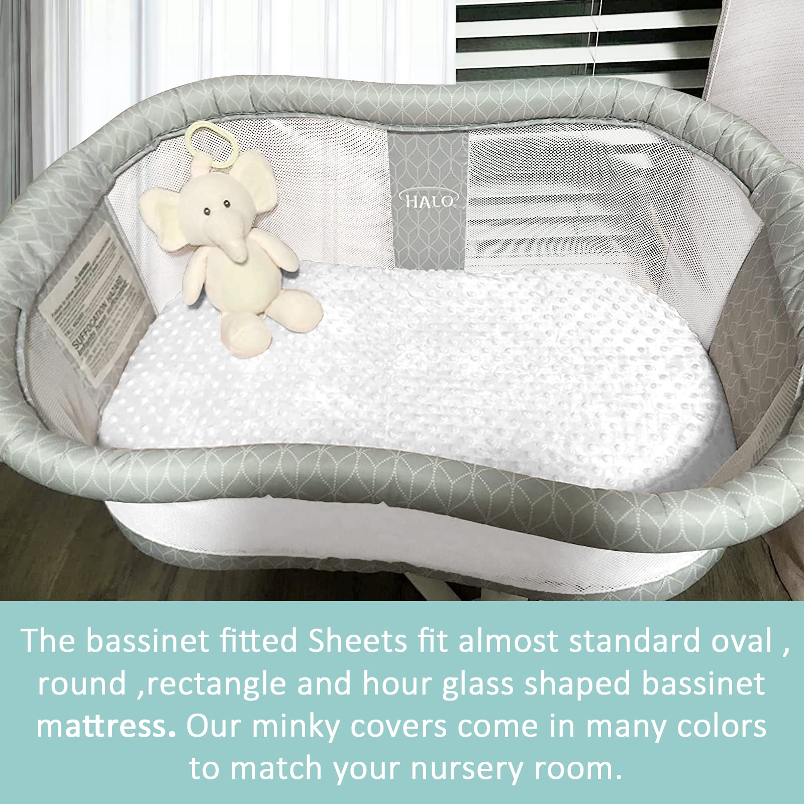 Owlowla Stubenwagen-Spannbetttuch, weich und dehnbar, Minky Babynest Bezug Stubenwagen-Spannbettlaken für Stubenwagen-Pad/Matratze (weiß/klassisch braun)