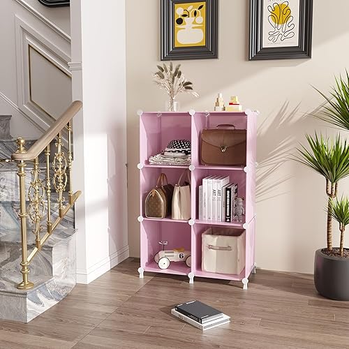 Miniatura 4 de AWTATOS Organizador de almacenamiento en cubos, organizador de armario portátil y almacenamiento para niños, apilable, 6 cubos de almacenamiento,