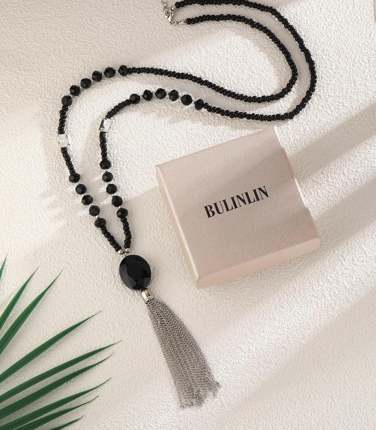 BULINLIN Boho Beaded Long Necklaces for Women Chunky Bead Pendant Necklace with Crystal Tassel Costume Jewelry Gifts for Her - Image 7