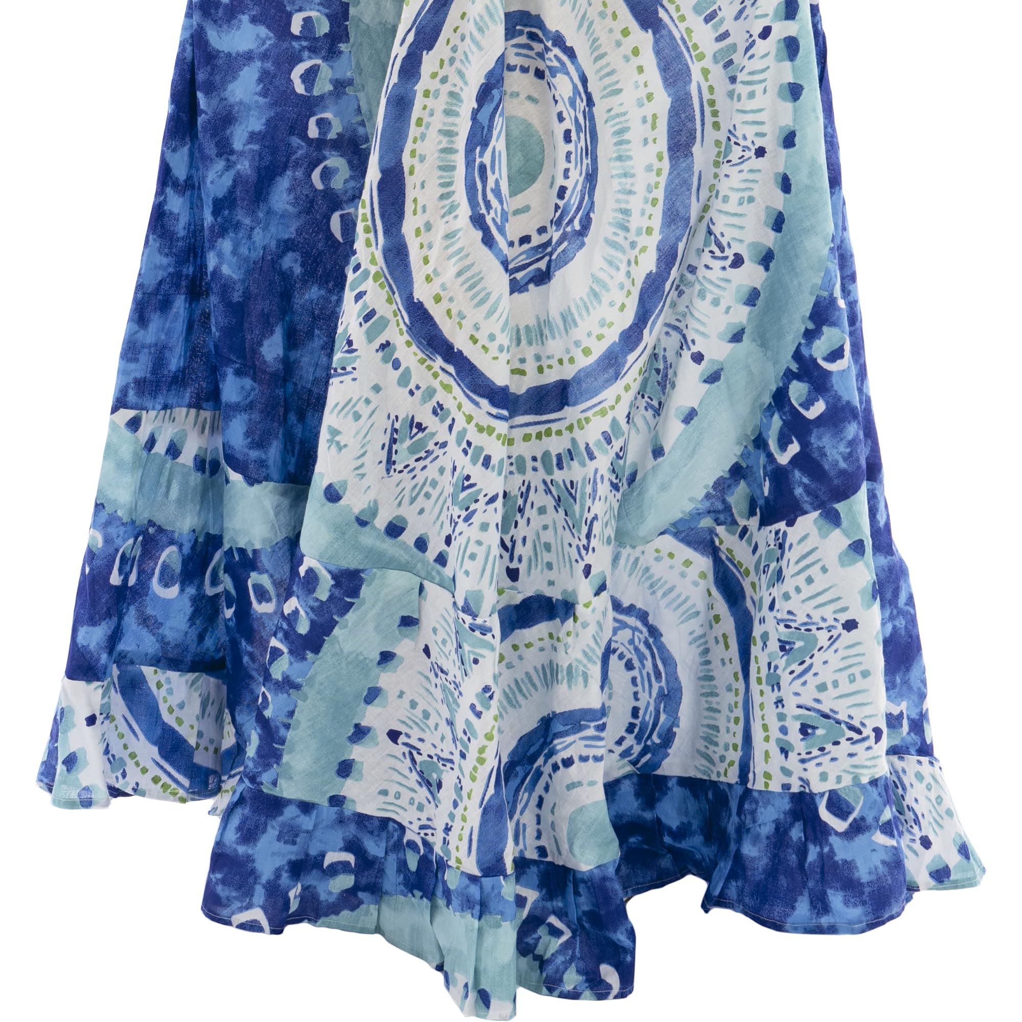 DIVINA Vestito Lungo Estivo Donna, Cotone 100%, Stampa Limoni Blu e Giallo, Scollo Triangolo - Vest 174 - S01
