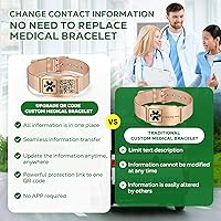 Vista 6 de Pulseras médicas mejoradas para hombres y mujeres con código QR, pulseras de identificación de alerta médica - Brazalete de acero de titanio, se