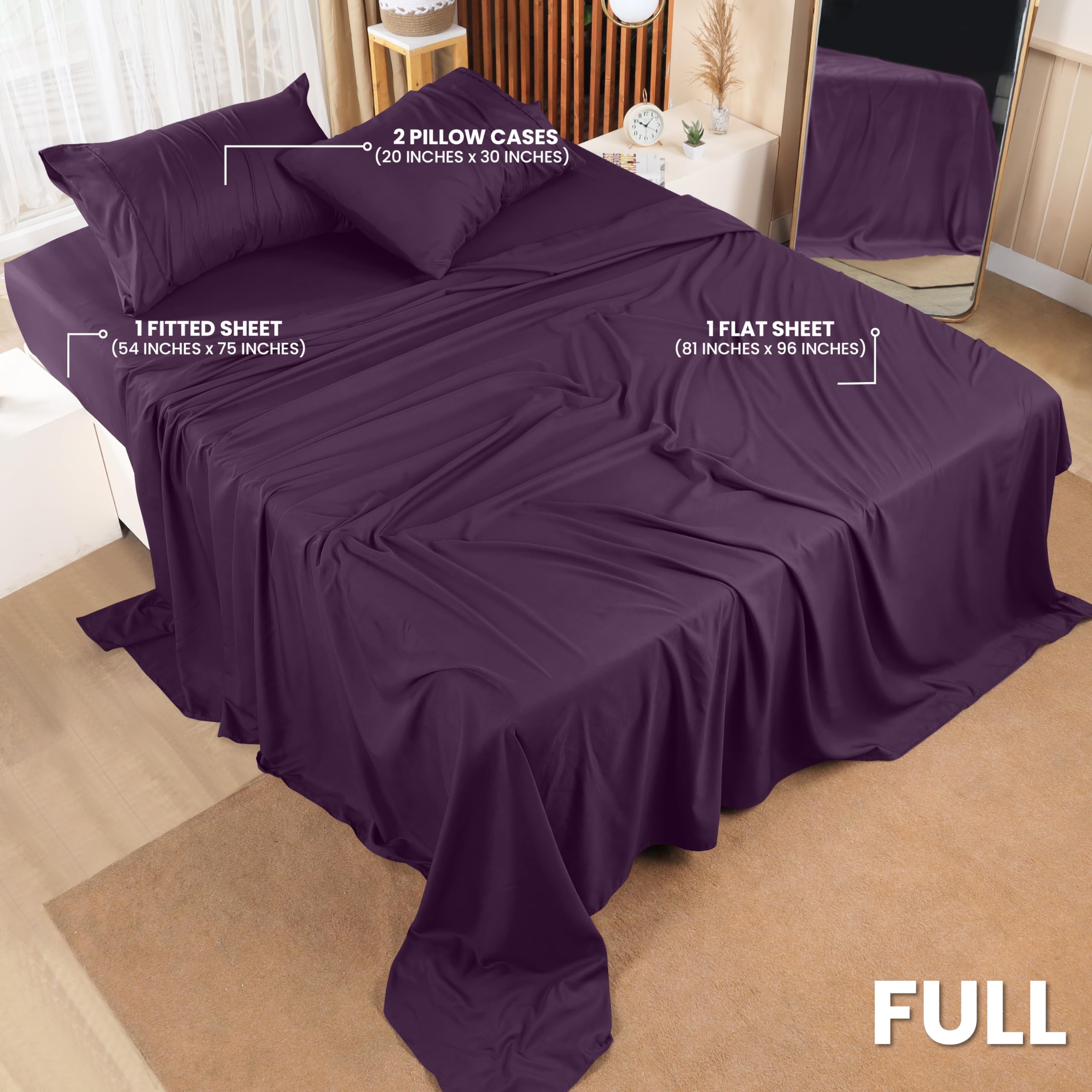 Utopia Bedding Set Lenzuola King Size 4 Pezzi - Microfibra Spazzolata - Antirestringimento E Anti-sbiadimento - Confezione In Nero - 5