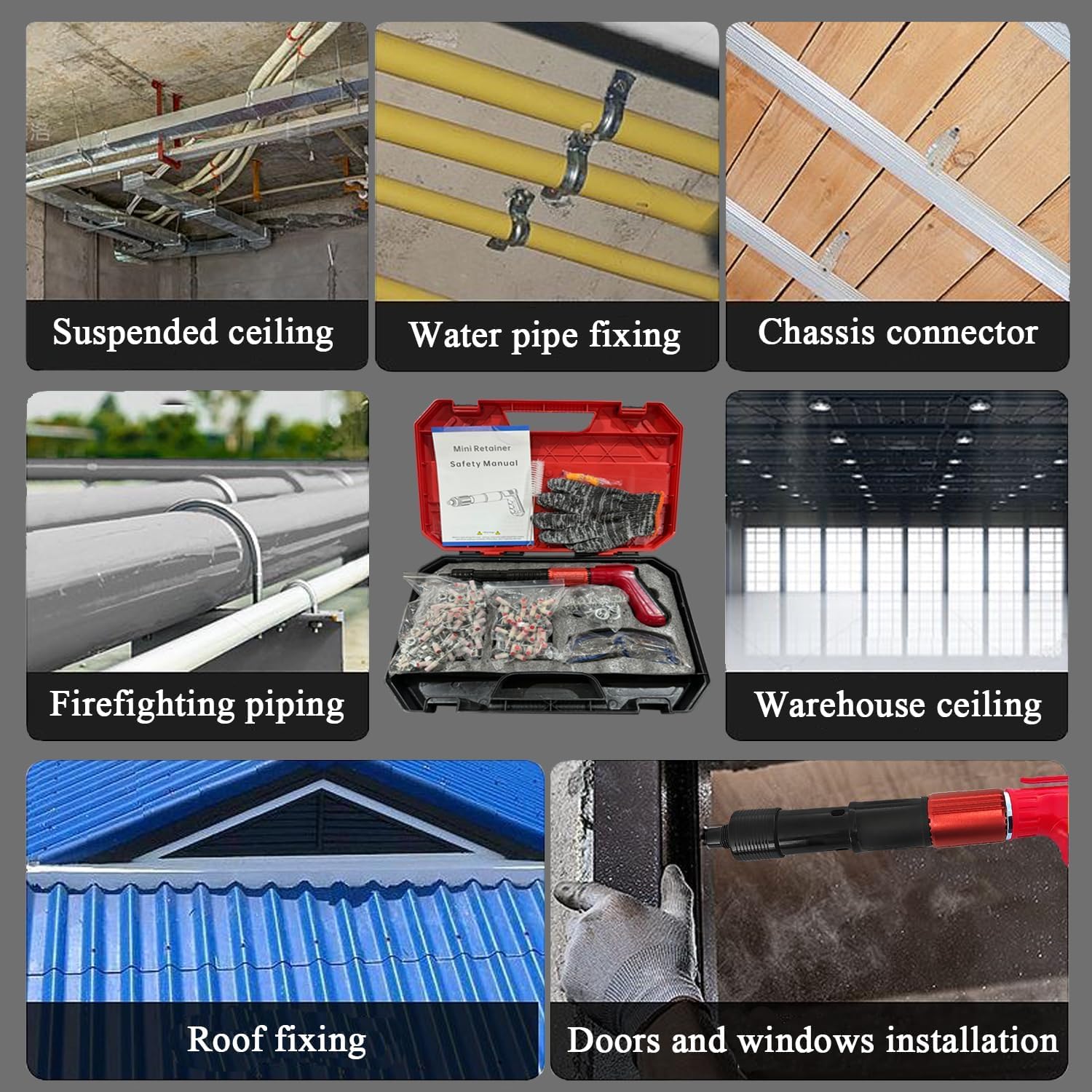 Cloueur Béton,Cloueuse Pneumatique Compacte,Cinq Vitesses Réglables | Kit Pour Ongles En Béton,Outils De Fixation Pour Murs De Briques Rouges, Murs En Béton Et Planches En Bois
