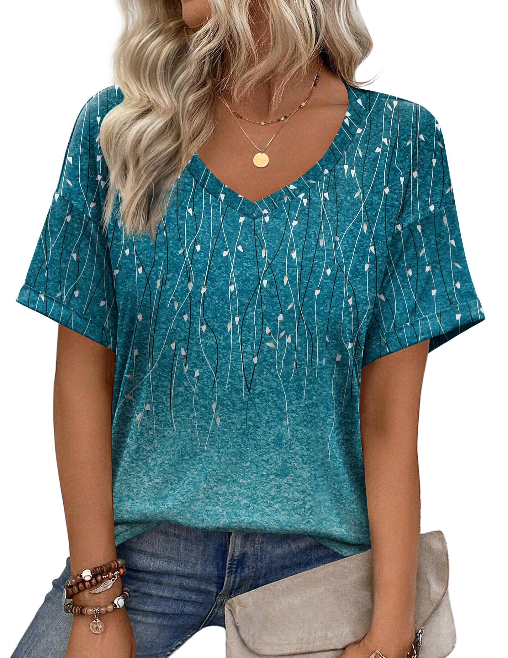 Zeagoo Tshirt Damen V-Ausschnitt Kurzarm Shirt Basic T Shirt Locker | Sommer Oberteile, Tops Casual, Tee Shirts, Bluse
