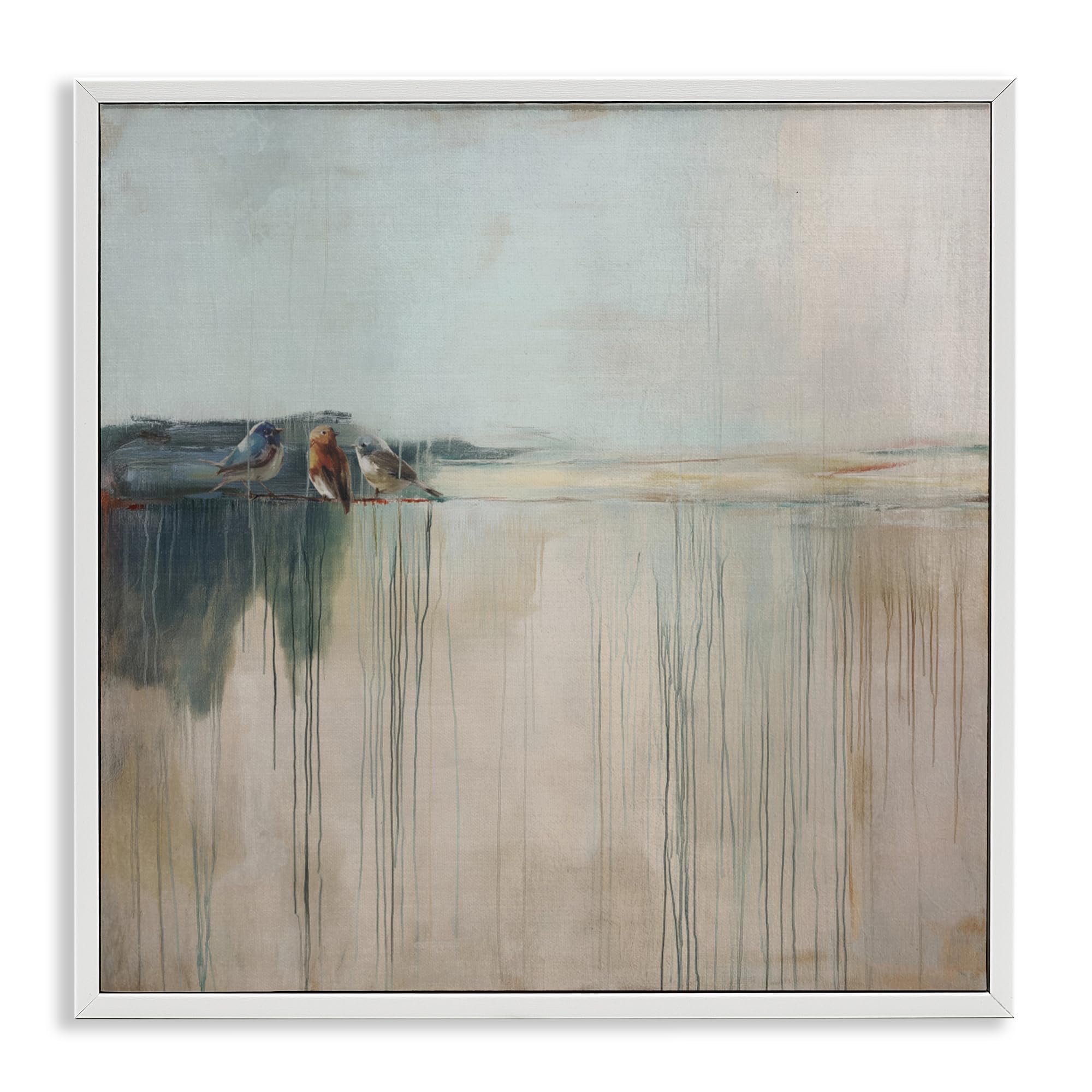 Stupell Industries 'Drips And Feathers Abstract', Framed Giclee Art, White, 17 x 17 Inches, Easy to Hang and Sturdy, Made in USA, by Svetlana Aleynikova