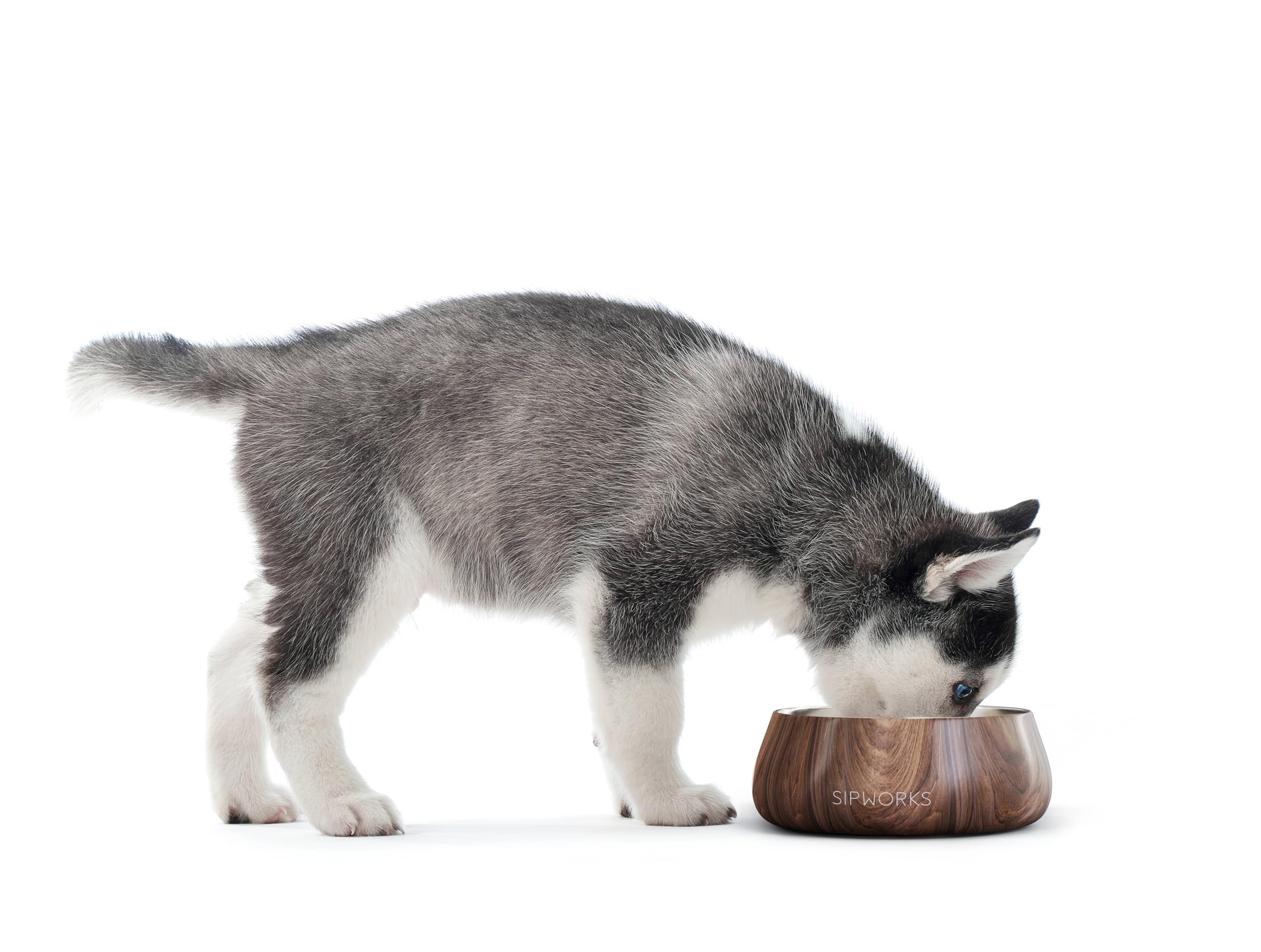 Stainless Steel Dog Bowl – 32oz Weighted Metal Food and Water Bowls for Dogs and Cats with Non-Slip Base - Pet Bowls for All Breeds Sizes for Travel & Outdoor Play - Mahogany