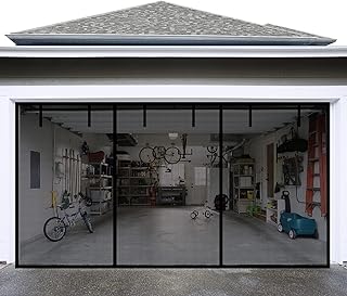 Garage Door Screen for 2 Car Garage, Sunmoxia 16x7Ft Fiberglass Mesh Door Screen with