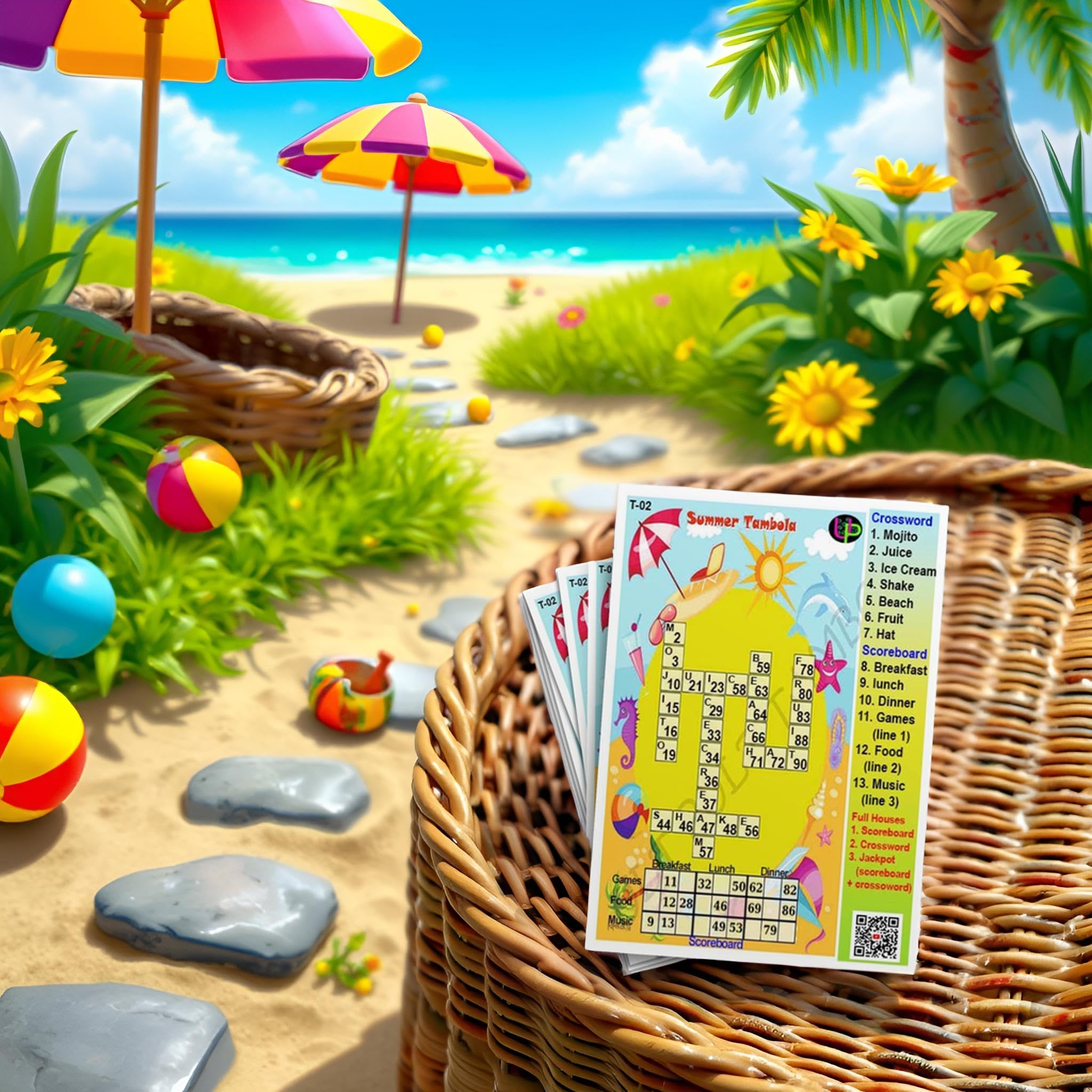 UltPult Tambola Summer Crossword Theme Tambola Tickets - More Dividends | English | Bingo Housie Game Cards for Kitty Party, Friends & Family Gatherings (Set of 15 Tickets) 2