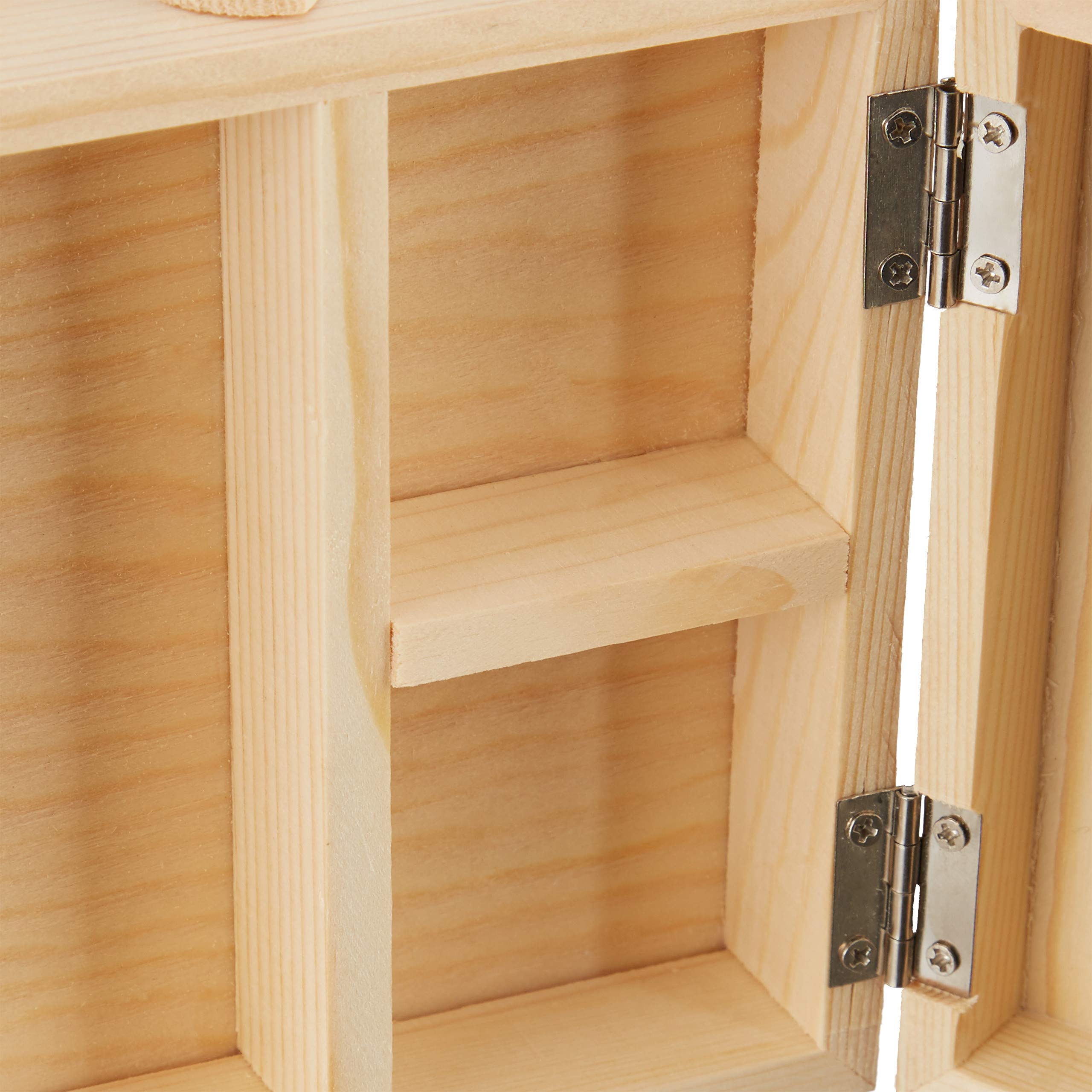 Relaxdays Scatola da Cucito in Legno, 5 Scomparti, Pieghevole, Vuota, Manici, Aspetto Naturale, 12x26x15,5 cm, Naturale