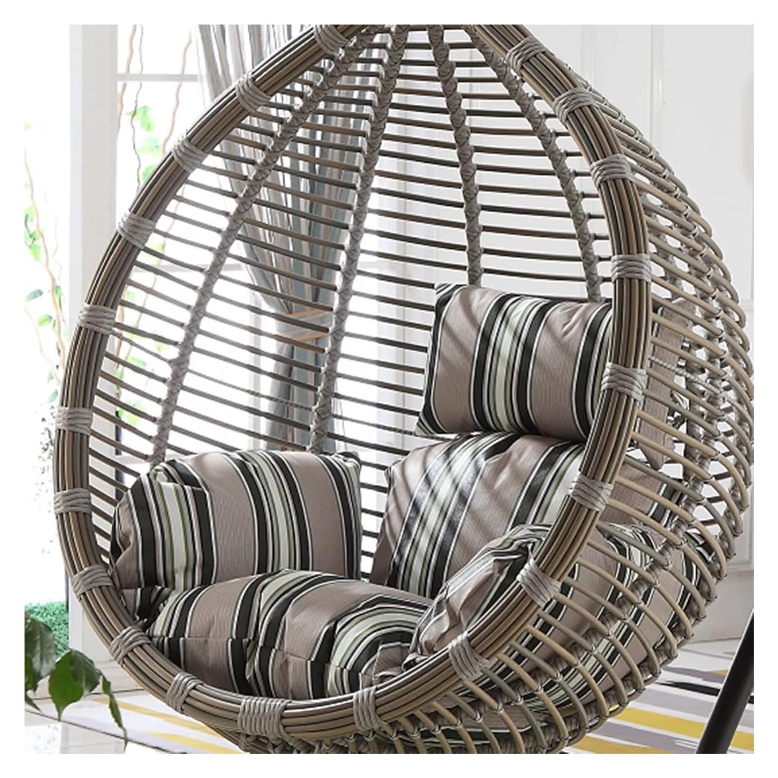 Cuscino per Sedia a Dondolo, Cuscino for Sedia sospesa for Sedia a Dondolo con Cinghie, Cuscino for Sedia Ultra Spesso da 8 Pollici for Sedia a Dondolo sospesa for Interni ed Esterni(Stripe)