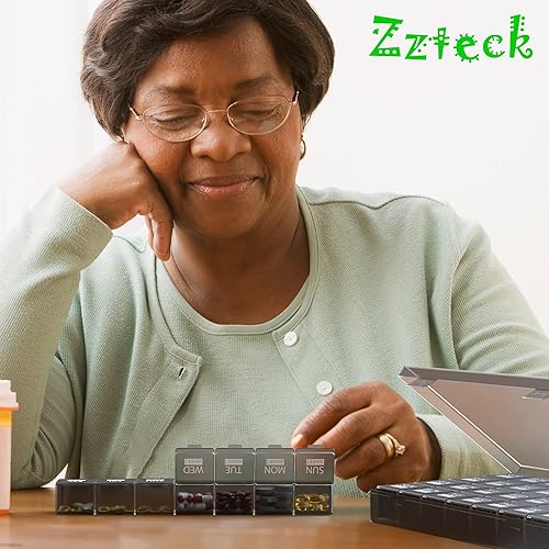 Miniatura 8 de Organizador mensual de pastillas de 28 días, organizador grande de 4 semanas, un mes, pastilleros con recipiente a prueba de polvo para pastillas,