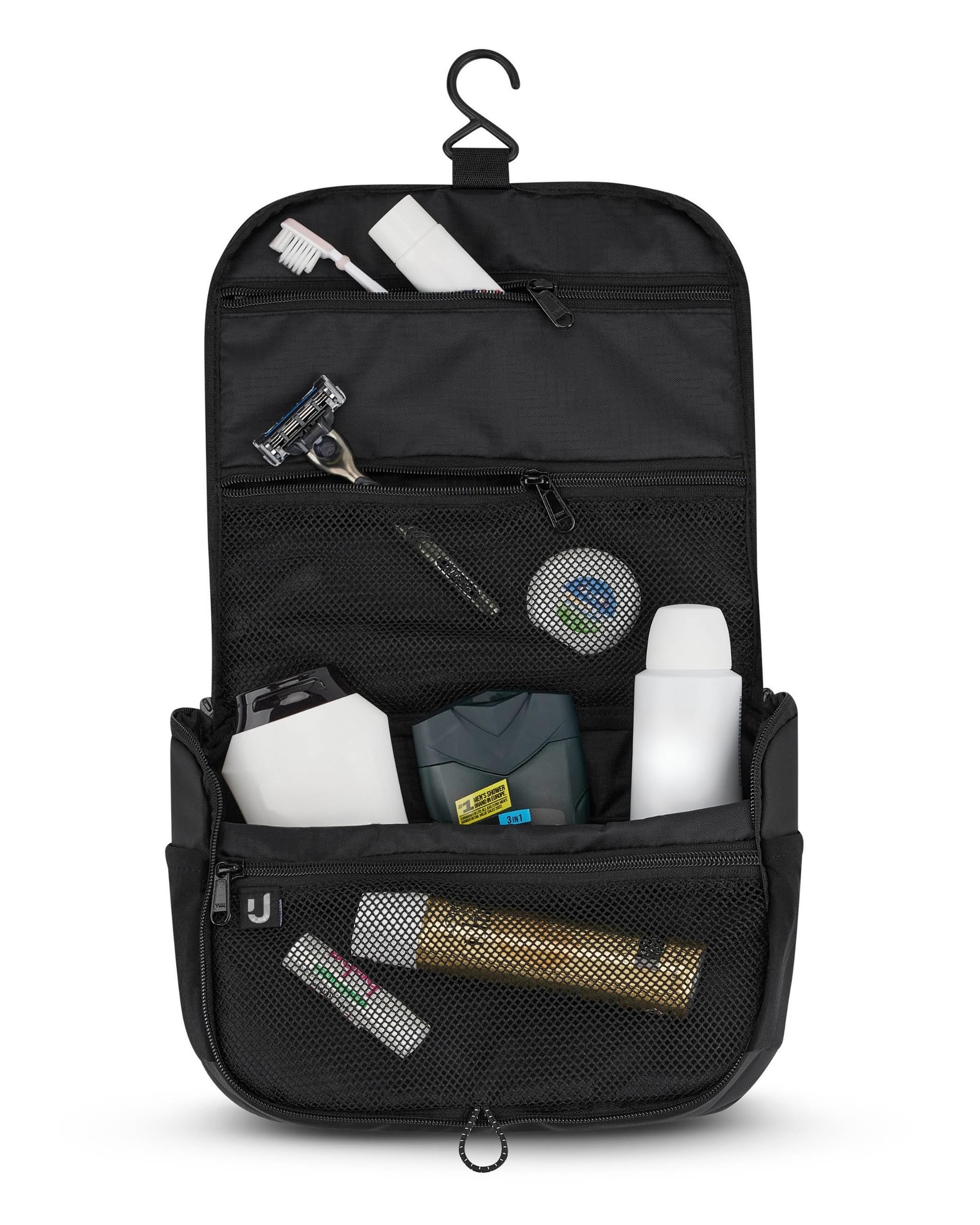 Johnny Urban Beauty Case Donna & Uomo Nero - Logan - Elegante Borsa da Toilette da appendere - Nécessaire da Viaggio - Beauty Case con Sacchetto Trasparente per i Liquidi del Bagaglio a Mano