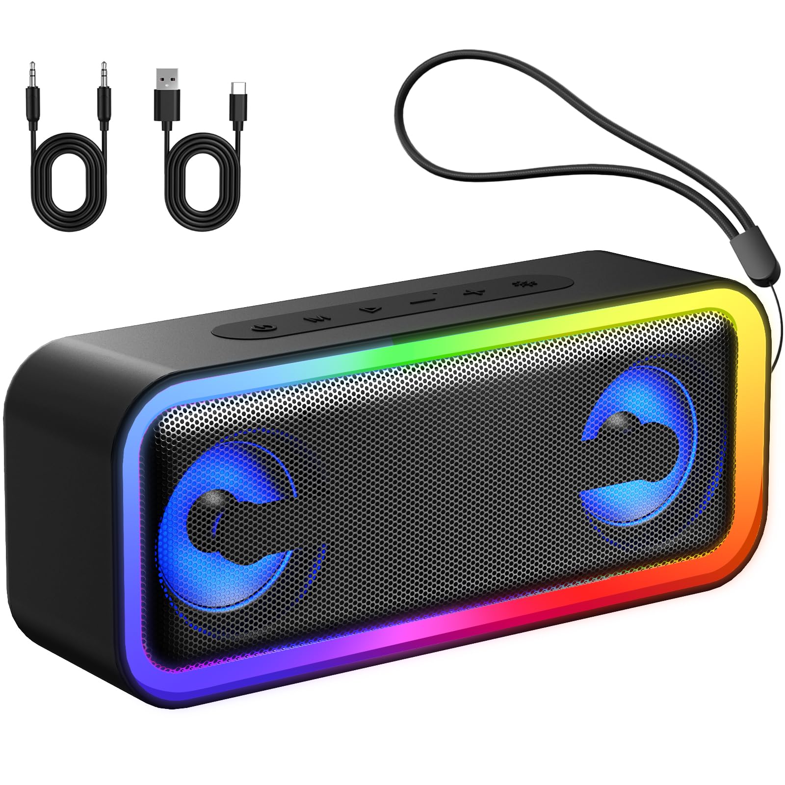 IKT Bluetooth Speaker, 40W Loud Stereo Sound Portable Speaker, 30Hrs Playtime, Speakers Wireless Bluetooth 5.4, Deep Bass, TWS Pairing, IPX7 Waterproof, 7 RGB lights, Speakers for Home/Party/Outdoor