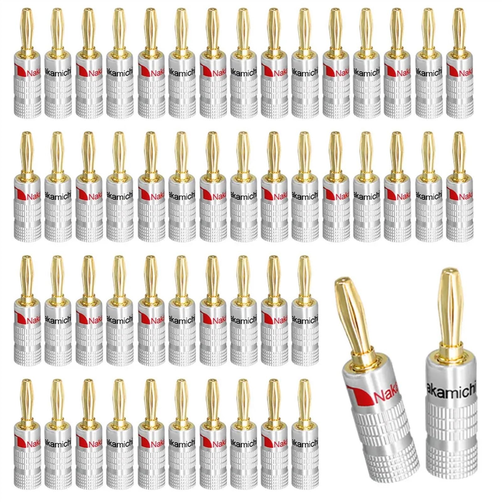 Złącza bananowe do głośników kątowych 2/6 sztuk, pozłacane 24-karatowe złącze głośnika audio 4 mm (2 szt., typ liścia)