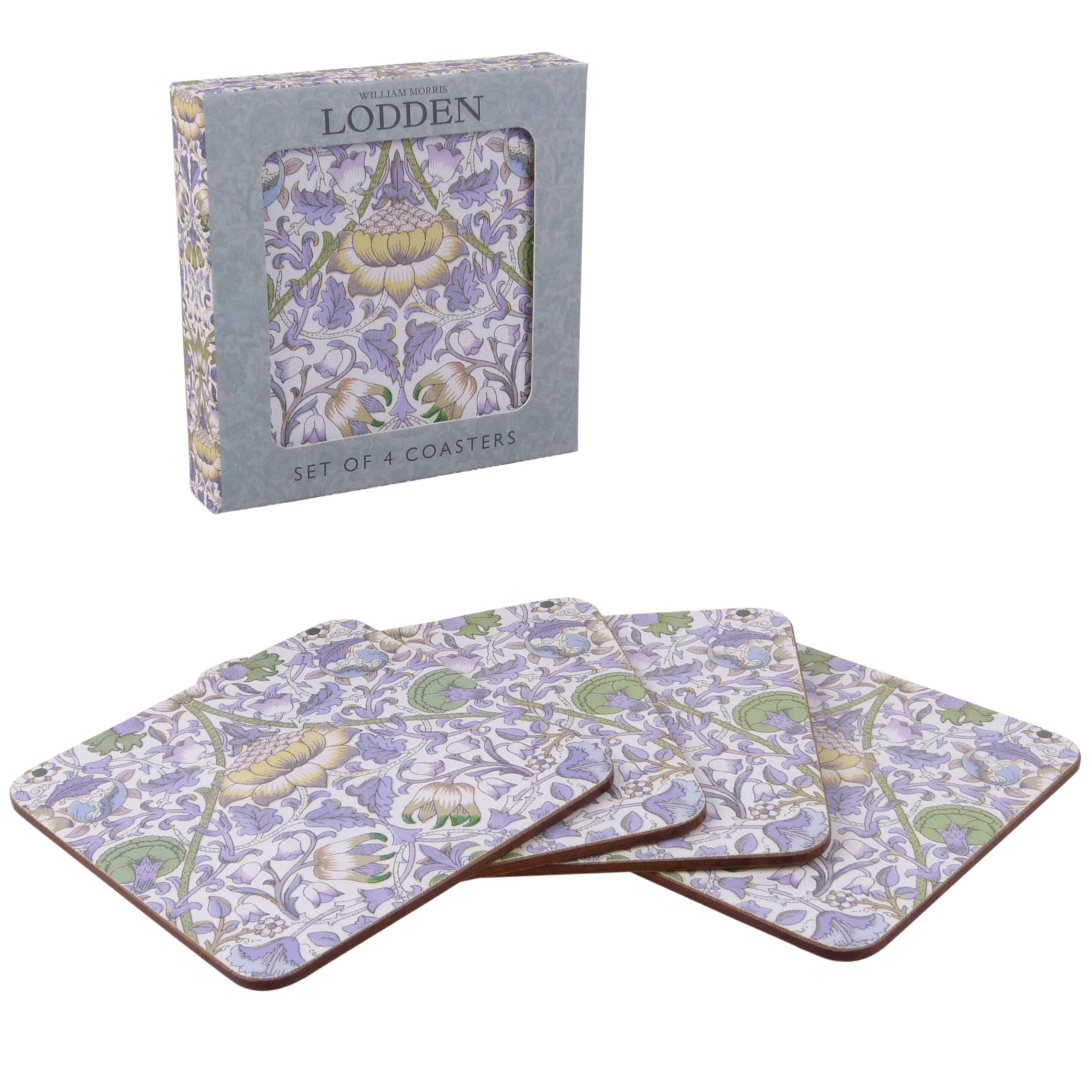 The Leonardo Collection Lodden Coasters Set 4 Lodden Coasters Set Of 4 William Morris For Home & Office | Stylish Coaster For Kitchen & Dining | Durable Drinks Coasters For Tabletops | Decorative Home Accessories