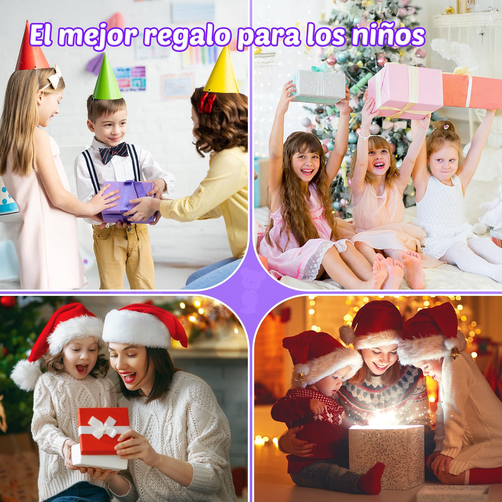 Cámara de Fotos Infantil Instantáneas - 1080P 2.4" Cámara Selfie Instantánea para Niños con Papel de Impresión y Tarjeta 32GB, Juguete Regalo Navidad para Niño y Niña de 3 a 12 Años (Morado)