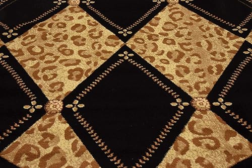 Miniatura 6 de Unique Loom Wildlife Collection - Alfombra de área inspirada en animales con diseño geométrico de leopardo, 8 x 8 pies, marrón claronegro