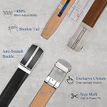 Mens Ratchet Belt, ITIEZY Genuine Leather Dress Belts 2 Pack with Slide Automatic Buckle in Gift Box