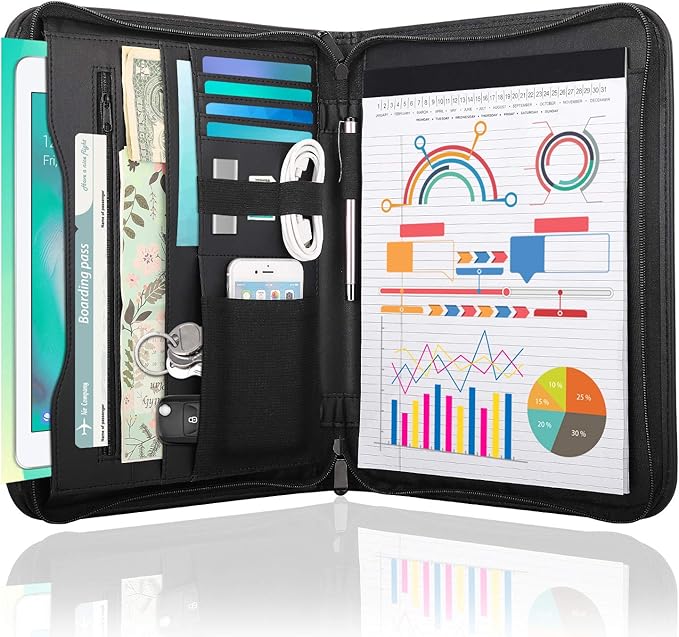 Cartella Portadocumenti A4 Con Zip E Maniglia - Tessuto Oxford, Per Scuola E Ufficio - Foto 2