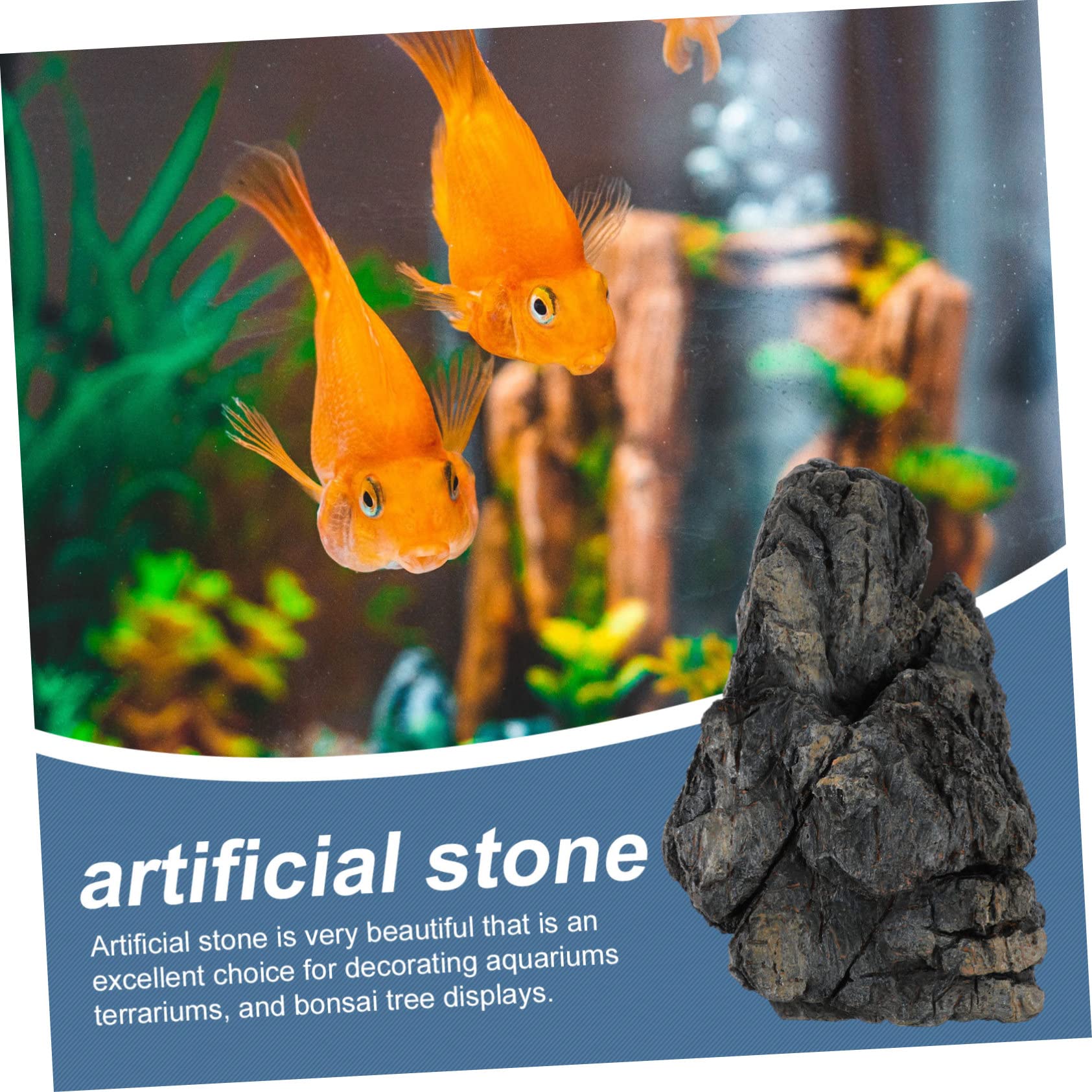 POPETPOP Decorazioni per Acquario in Resina Nera Realistiche e Prive di Inquinamento, Pietre Ornamentali per Acquari e Esposizioni di Bonsai Stile Casuale
