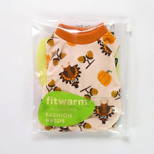 Miniatura 7 de Fitwarm Pijama de pavo para Acción de Gracias, divertida ropa de invierno para perros pequeños, hembras y niños, overol para mascotas, enterizo de