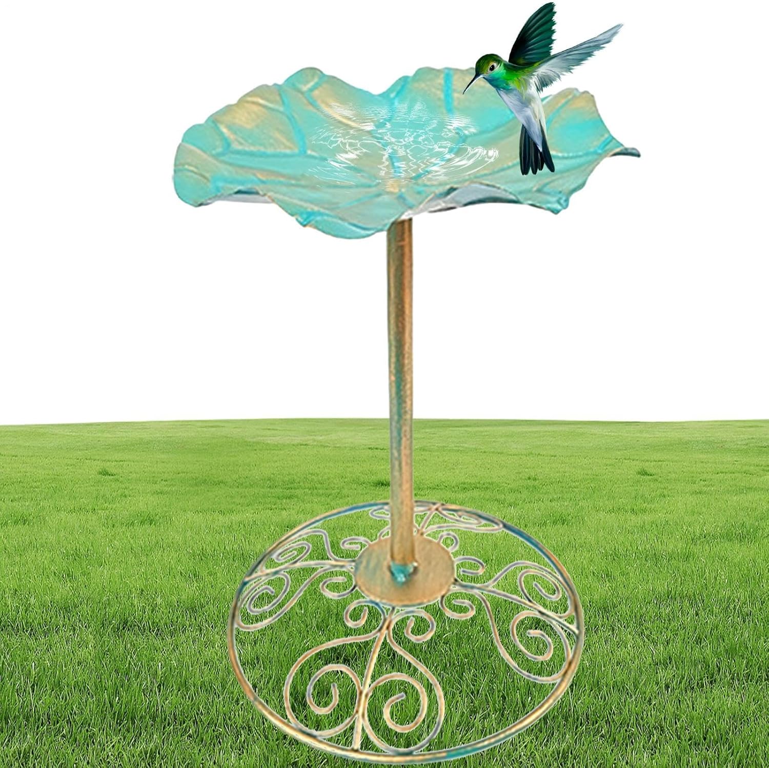 Metal Bird Bath - Vintage Bowl, Metal Bird Bath, Vintage Outdoor Birdbath, Rustproof Water Feeder Planter | Yard Statue Decorations for Fence Yard Porch Lawn Deck Backyard Balcony Outside Home