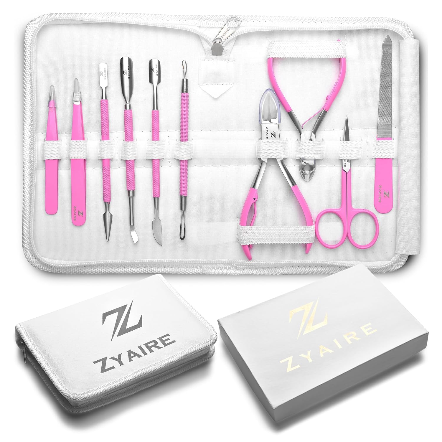 Manicure Pedicure Set – 10-in-1 Stainless Steel Grooming Kit, Personal Care Tools, Nail Nipper, Cuticle Cutter, Scissors, Tweezers, Blackhead Remover, Nail File & Case (Pink) Manicure Pedicure Set – 10-in-1 Stainless Steel Grooming Kit, Personal Care Tools, Nail Nipper, Cuticle Cutter, Scissors, Tweezers, Blackhead Remover, Nail File & Case (Pink)
