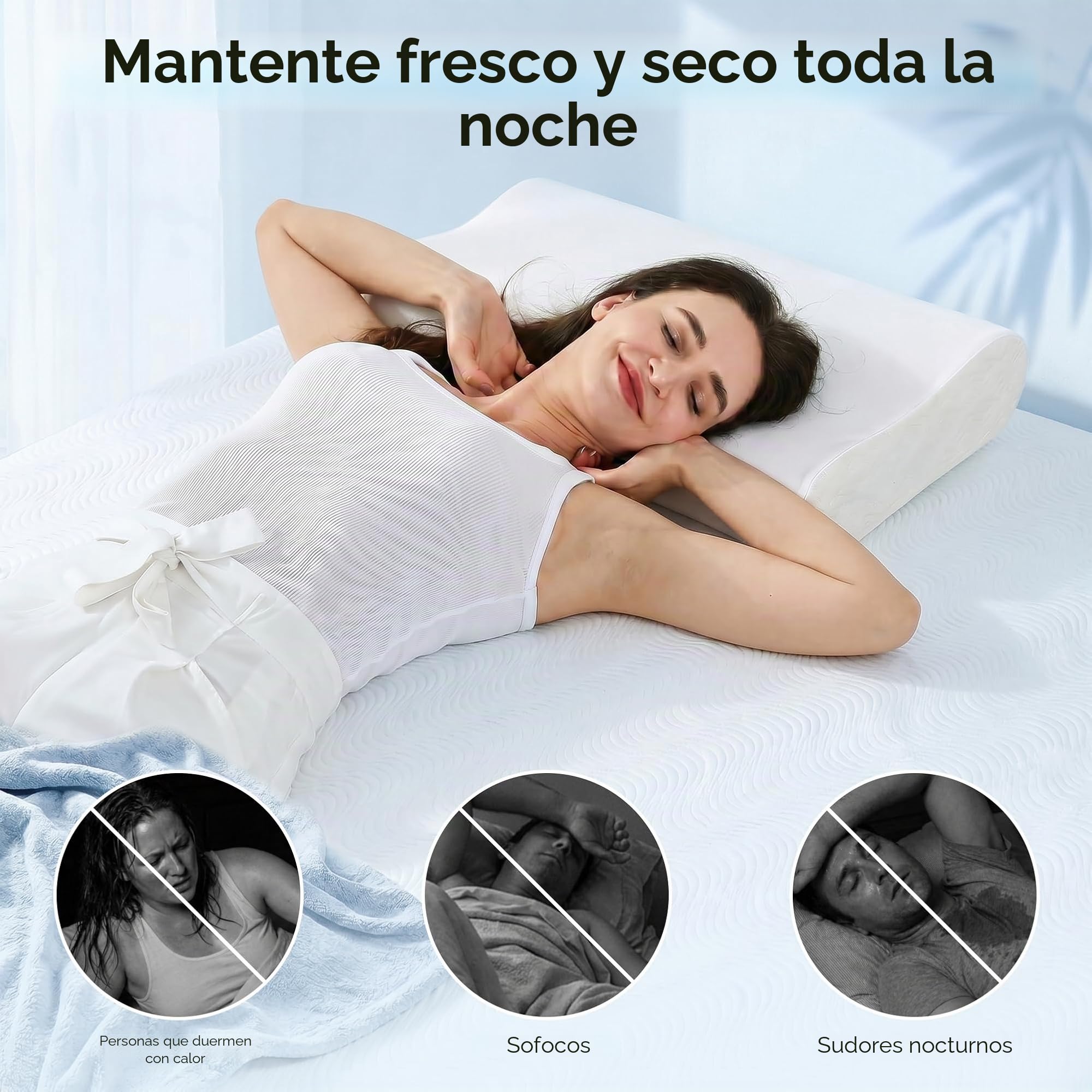 Elviros Almohada Cervicales y Cuello de Memory Foam Altura Ajustable, Almohada Cervical Ortopedica Ergonómica para Dormir de Lado y Boca Arriba, Funda Transpirable y Desenfundable,60×35.5×13,5/11.5cm