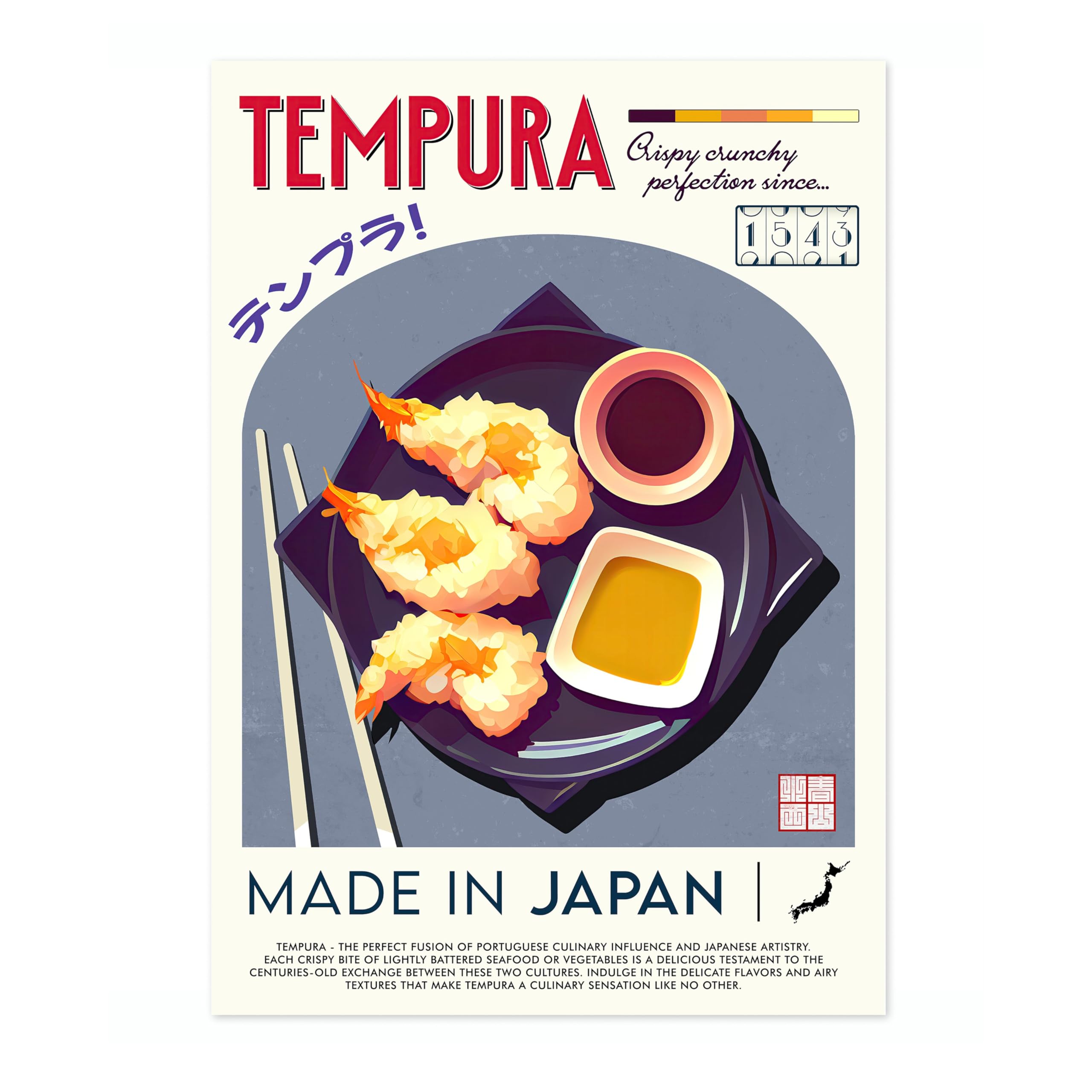 Tempura Kitchen Poster, Food Wall Art Modern Print, Restaurant Decor, Chef Dining Room Interior Design, Archival Matte, 50x70cm (Print Only) - 50x70cm