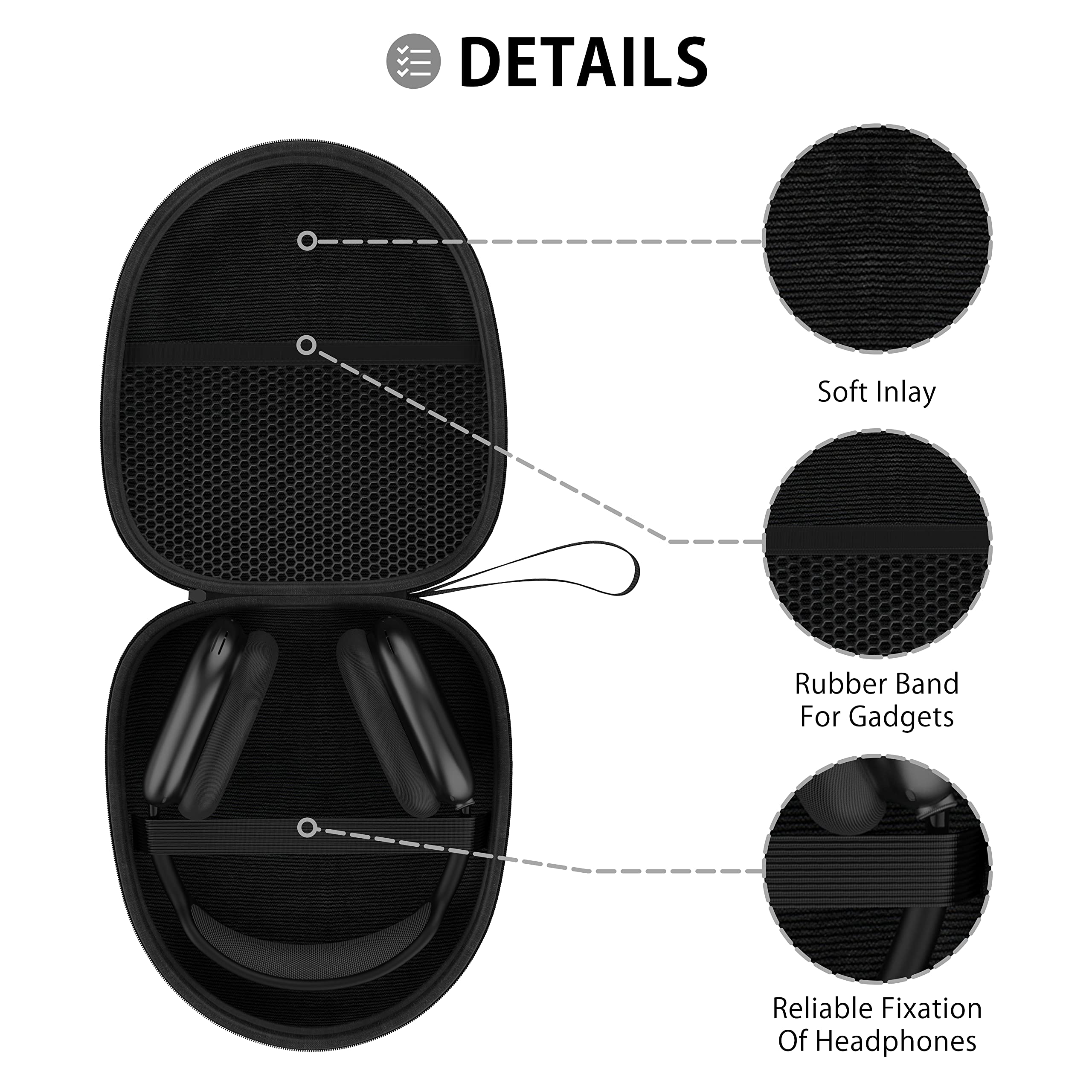 Custodia Rigida Per Cuffie - Grande, Con Organizer, Ideale Per Viaggi - Foto 9