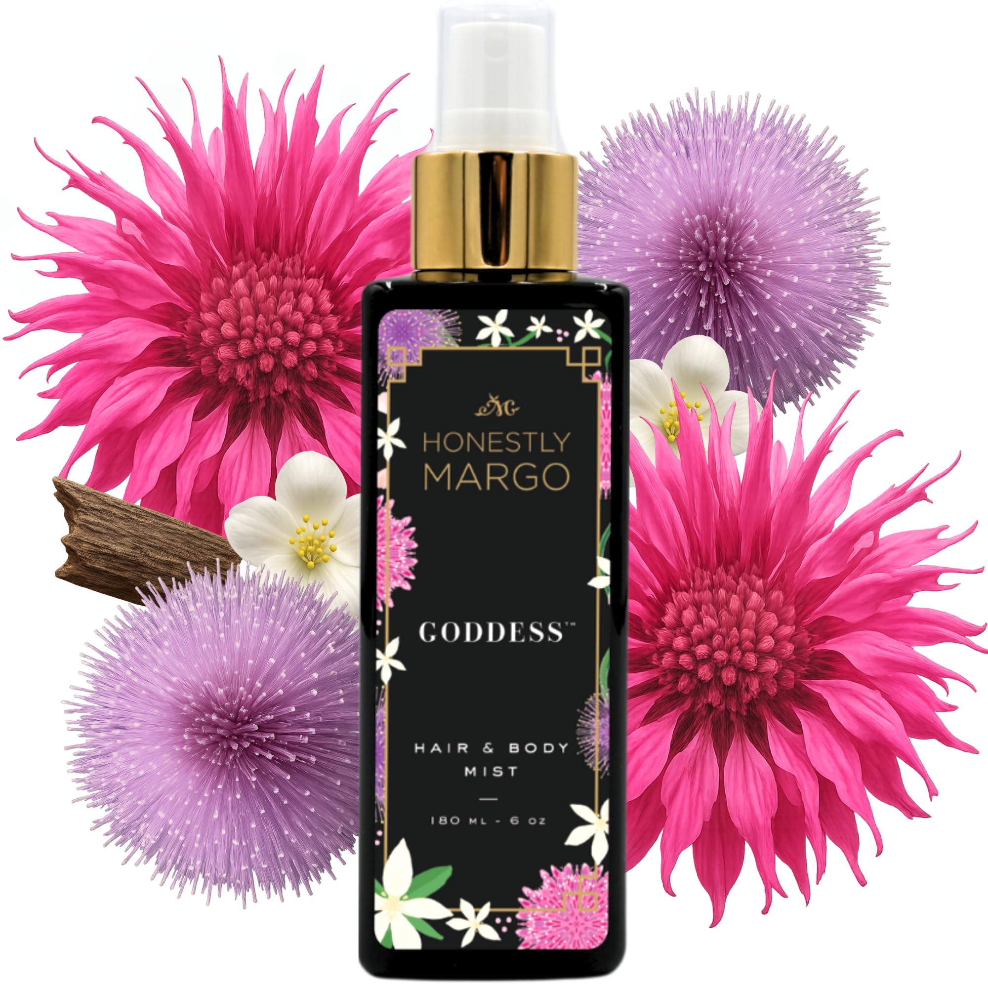 Honestly Margo Goddess Hair & Body Mist (6 Oz) – Alluring Perfume for Women for Hair and Skin with Bergamot, Jasmine, Musk, Amber and Oud Scent –