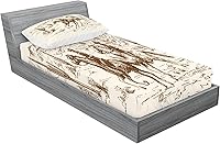 Vista 90 de Lunarable Grey Fitted Sheet & Pillow Sham Set, Pattern with Random Footprints Paw Traces Pet Legs Friendly Cats and Dogs, Decorative Printed 3 Piece