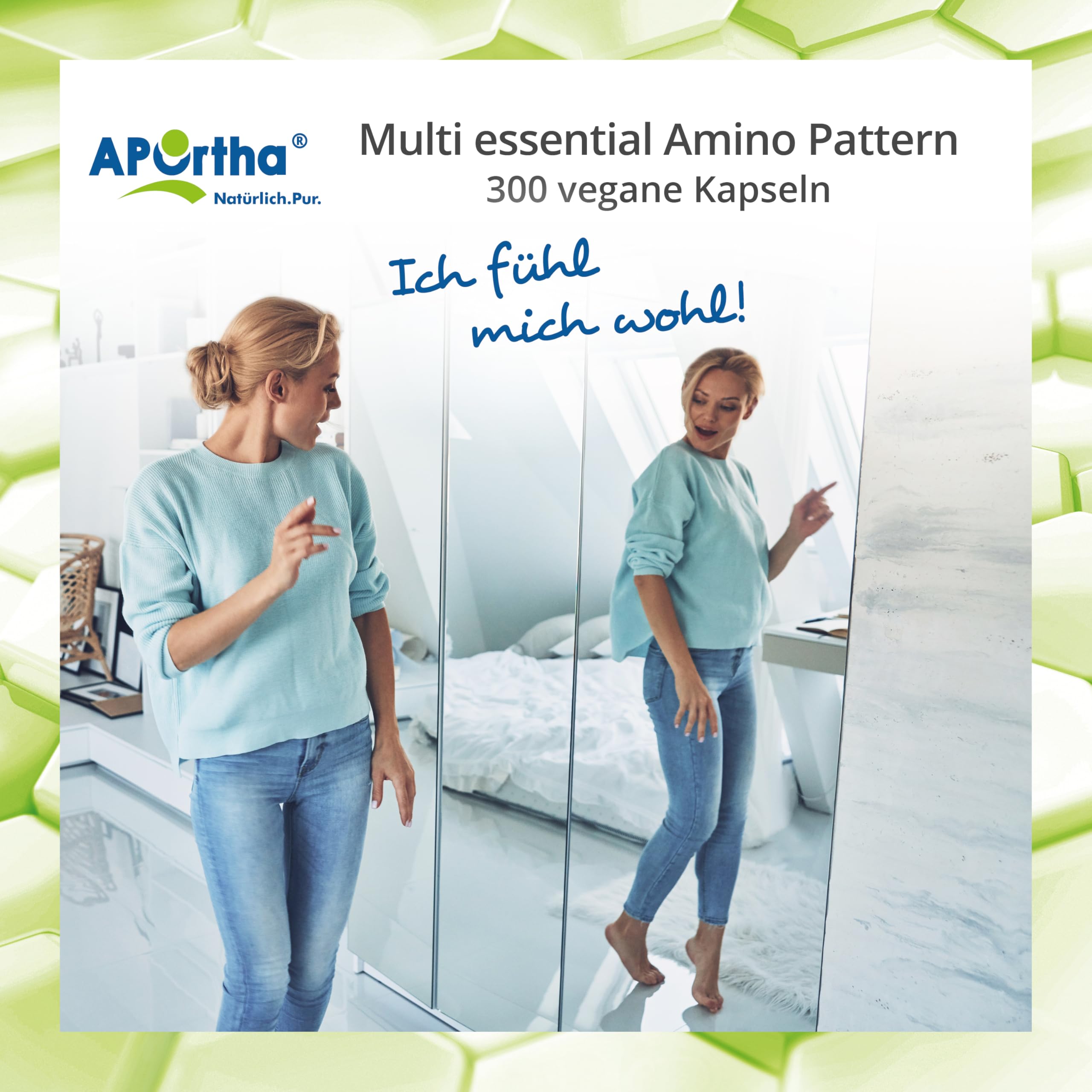 APOrtha® Multi Essential Amino Pattern – 300 Kapseln mit 8 essentiellen Aminosäuren nach Prof. Dr. Lucà-Moretti, ausgewogenes Aminosäuren-Profil, EAA Kapseln, vegan, ohne Zusätze