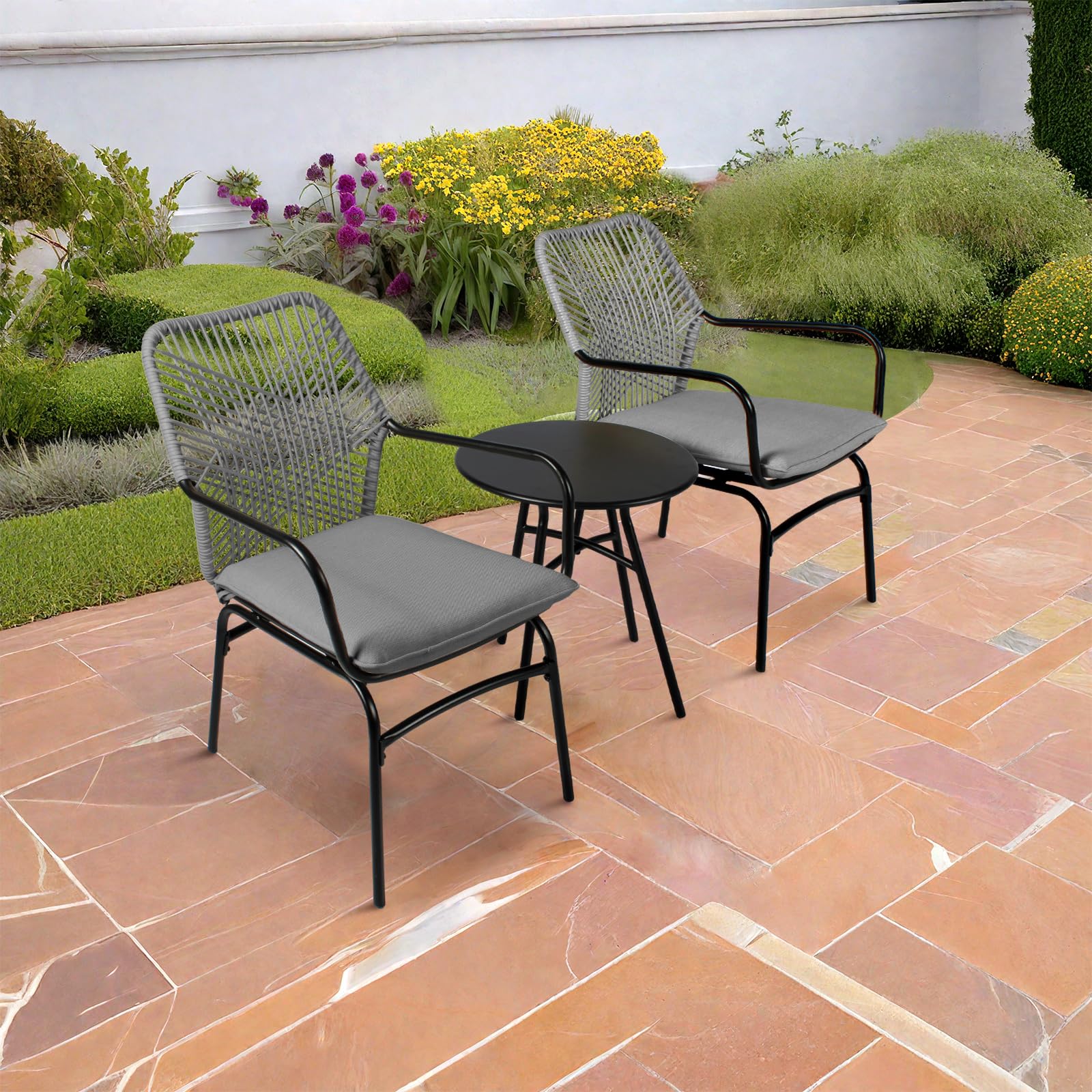 RANSENERS Ensemble de Bistro Balcon 3 Pièces - 2 Chaises et 1 Table - Parfait pour Les Loisirs dans Le Jardin ou sur Le Balcon